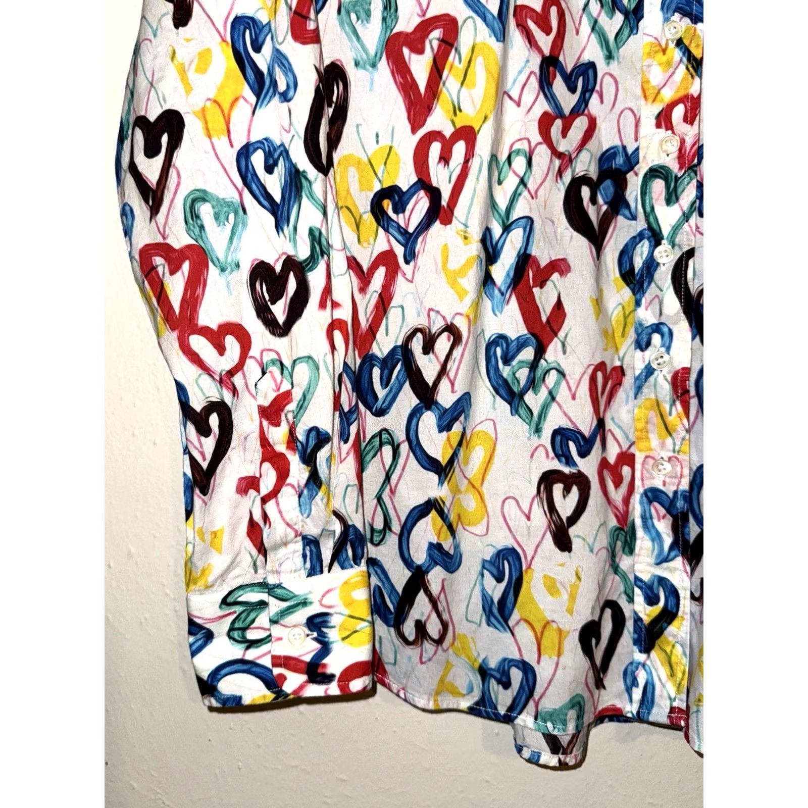 Vintage Rochelle Behrens The Shirt Womens Small Button-Up Hearts Long Sleeve White 100% Cotton Regular Fit Collared Button-Down Shirt Mens Womens Girls Boys Size S / US 4 / IT 40 - 4 Thumbnail