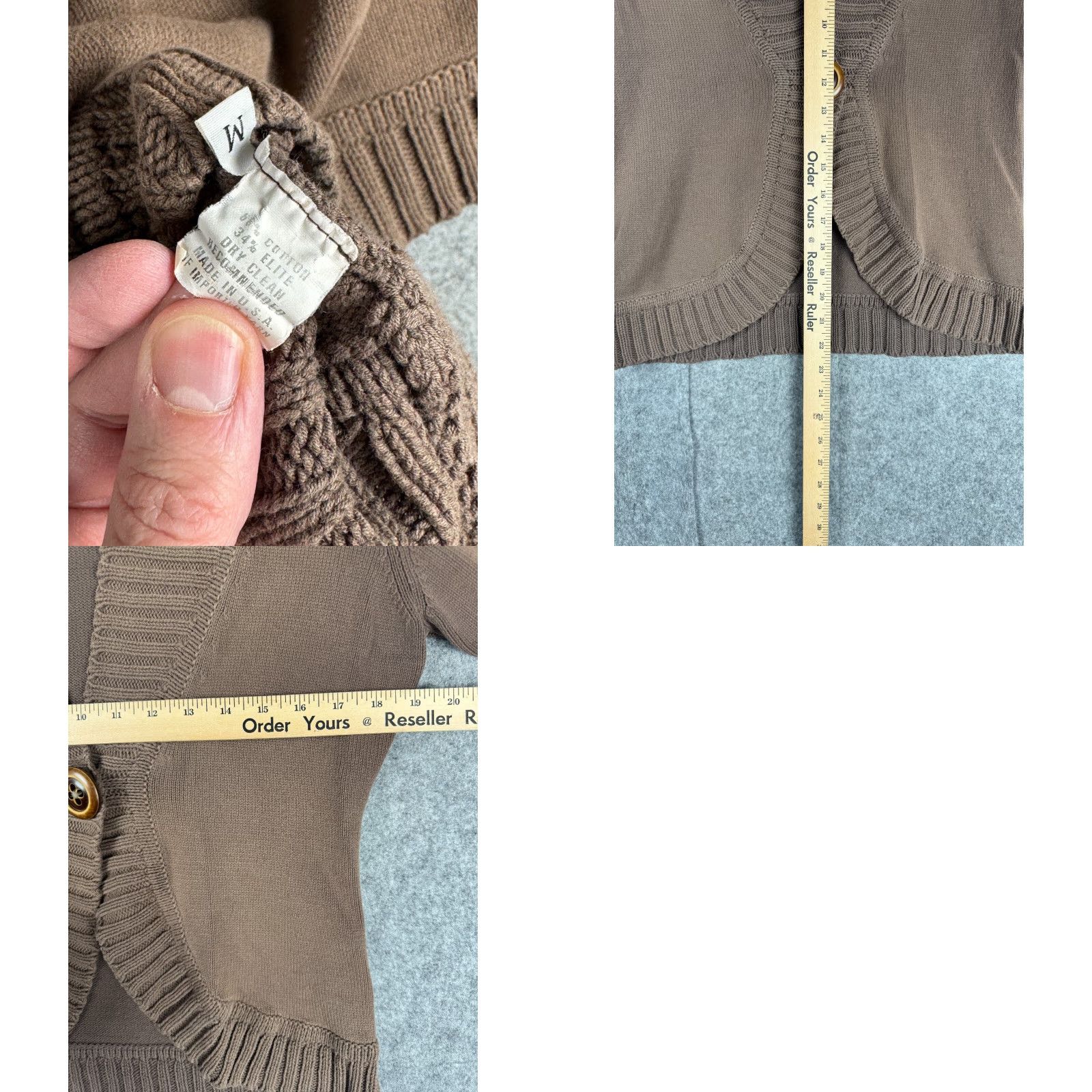 Vintage Margaret O'Leary Cardigan Women's Medium Brown 1-Button Cotton Blend Knit Shirt Womens Size M / US 6-8 / IT 42-44 - 8 Thumbnail