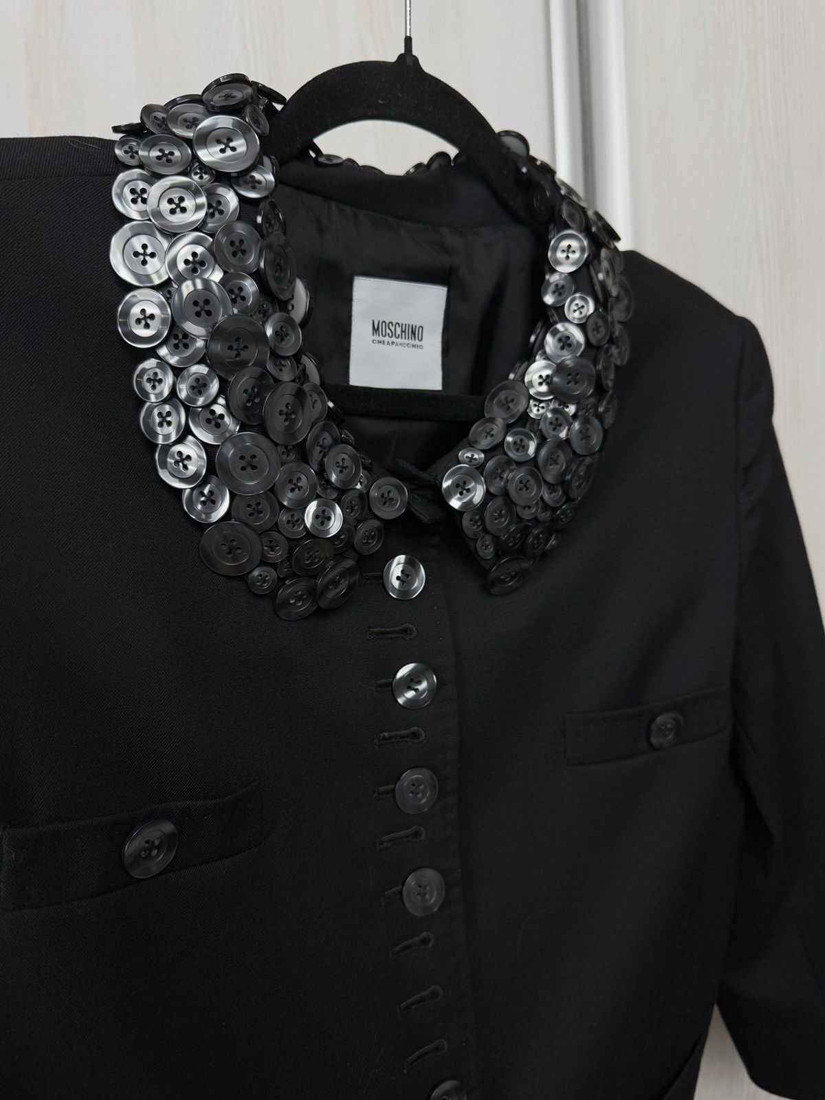 Moschino Moschino Cheap and Chic Pearl buttons collar black jacket Size XL / US 12-14 / IT 48-50 - 6 Thumbnail