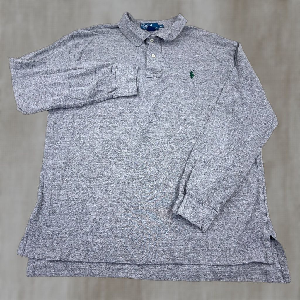 Polo Ralph Lauren VINTAGE Ralph Lauren Polo Shirt Men XL Long Sleeve Rugby Gray Green 2000s Classic Preppy Size US XL / EU 56 / 4 - 1 Thumbnail