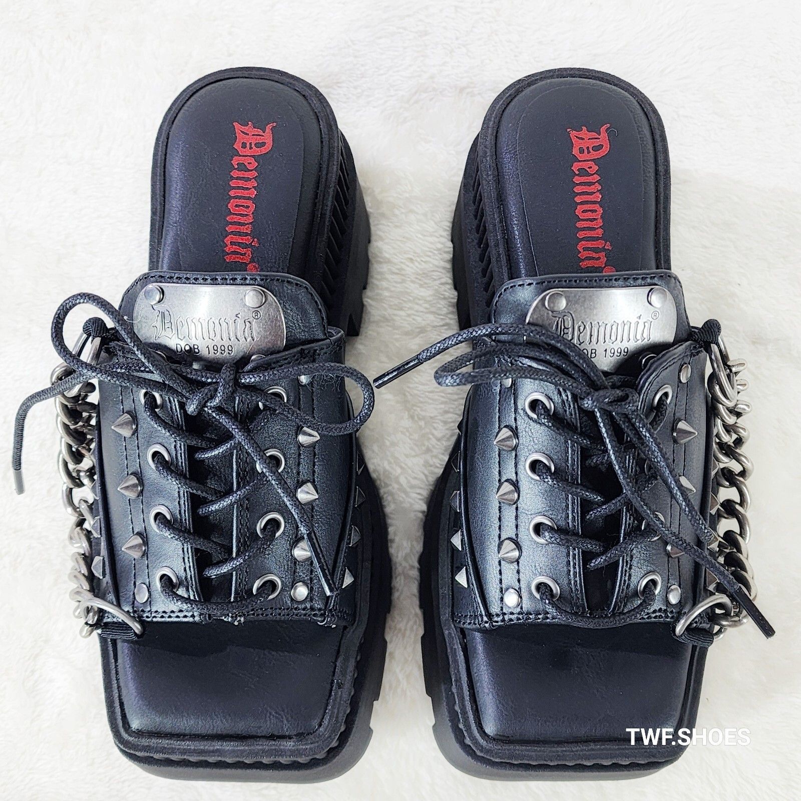 Other Wicked Wrath 58 Square Toe Goth Lace Up Big Buckle Strap Ank Size US 6 / IT 36 - 1 Thumbnail