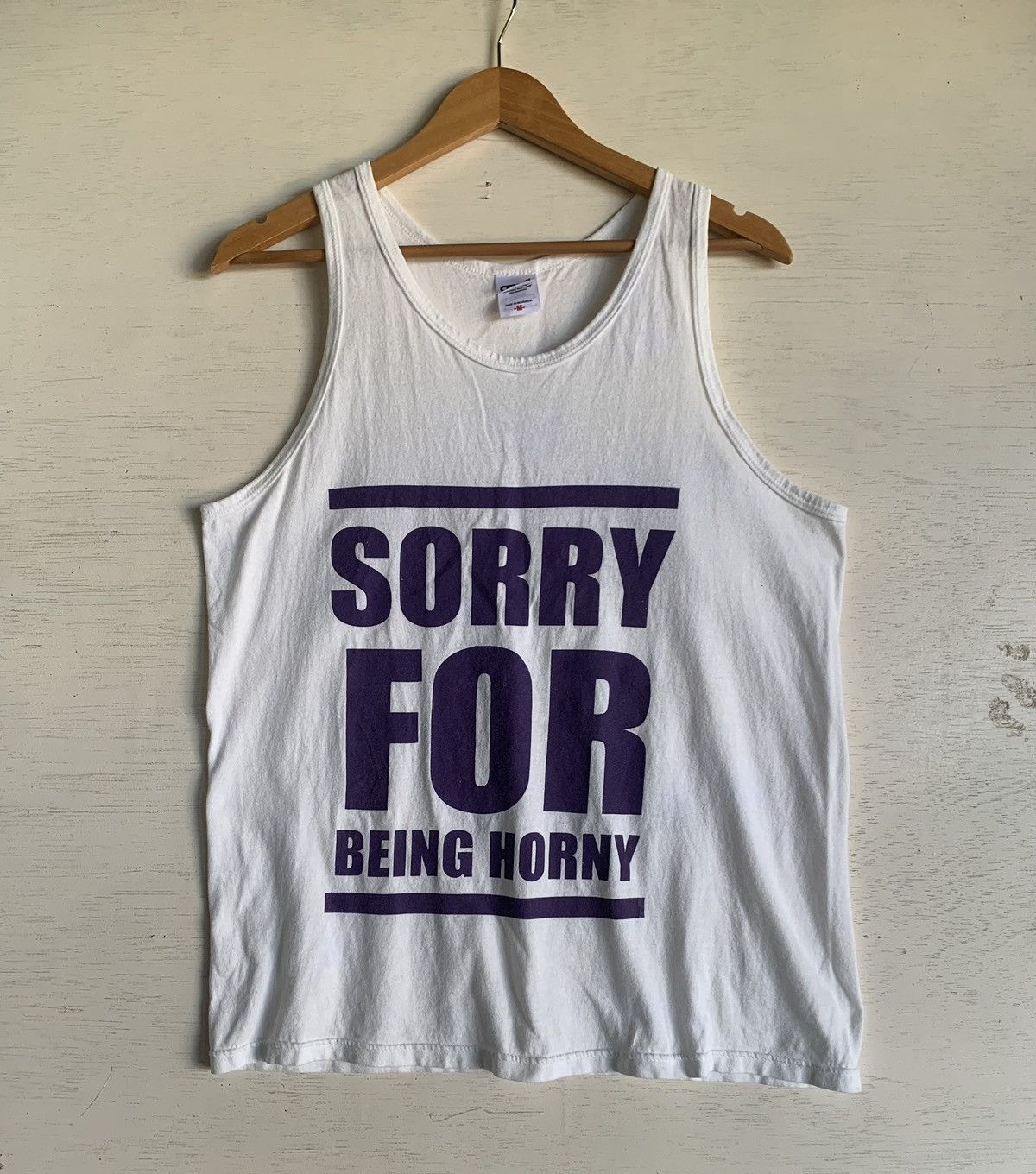Anvil Rare Vintage Sorry For Being Horny Quote Tank Top Size US M / EU 48-50 / 2 - 1 Thumbnail