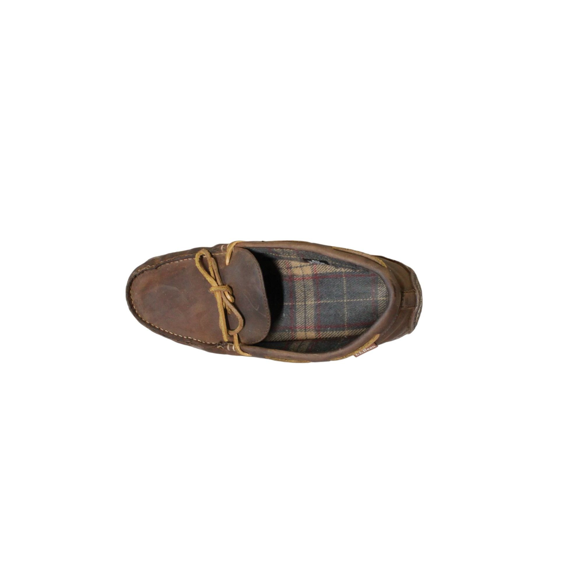 L.L. Bean LL Bean Men's Brown Leather Flannel-Lined Handsewn Slippers Size US 12 / EU 45 - 7 Thumbnail