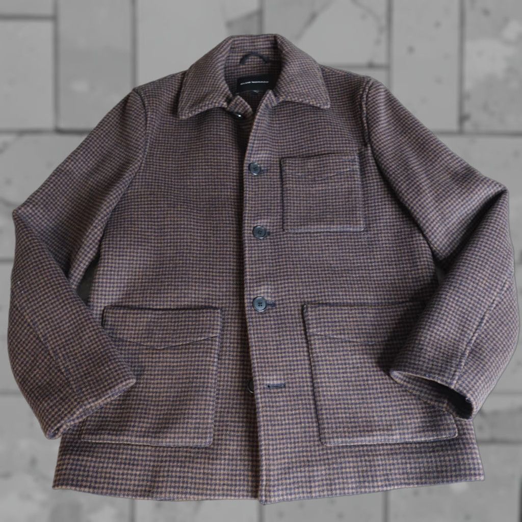 Club Monaco Club Monaco Mens Jacket S Brown Houndstooth Wool Blend Chore Coat, Button, Casual, Regular, Fall Winter Spring, Overcoat, Boardwalk Style, Mens Size US S / EU 44-46 / 1 - 1 Thumbnail