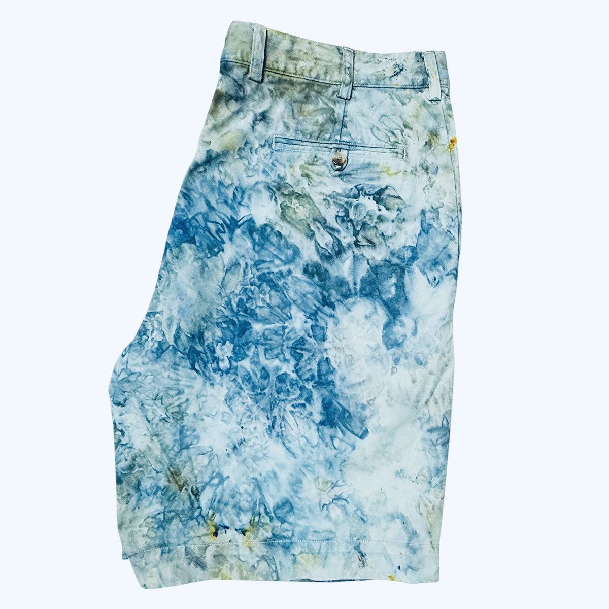Vintage Upcycled Tie Dye Chino Shorts - Art Dyed w/ Blue wash Size US 38 / EU 54 - 1 Thumbnail