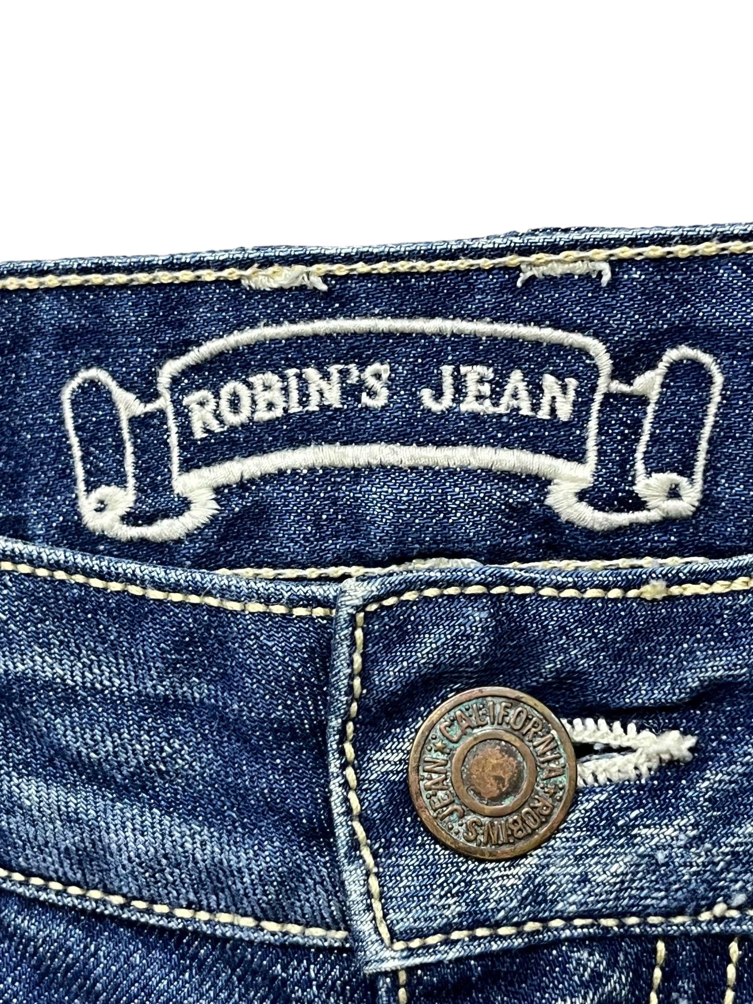Robins Jeans ROBINS JEANS BLACK WINGS Tribal Embroidery Minimalist Flare Size US 29 - 12 Thumbnail