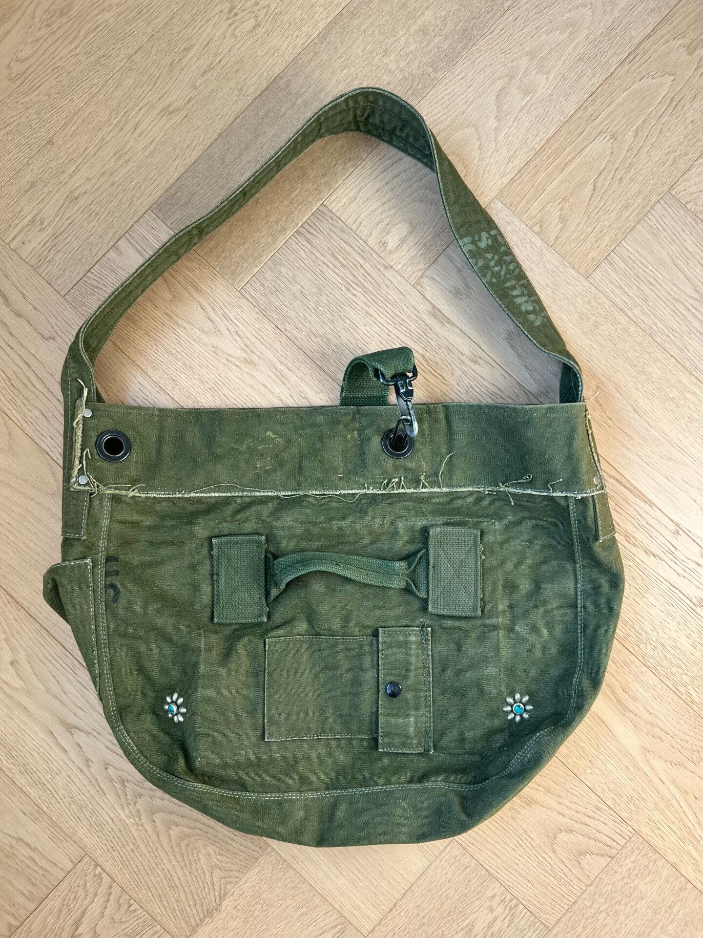 Vintage IrregulaR Military Green Reworked Cycling Bag Size ONE SIZE - 1 Thumbnail