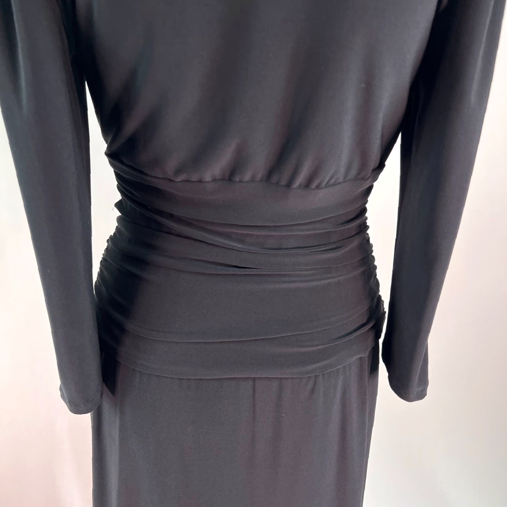 Nine West Nine West Womens V Neck Long Sleeve Stretch Casual Black A-Line Dress Size 8 Size M / US 6-8 / IT 42-44 - 6 Thumbnail