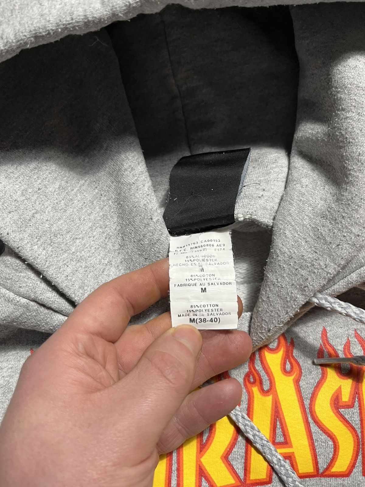 Thrasher THRASHER Y2K FLAME LOGO GREY COTTON FADED HOODIE Size US M / EU 48-50 / 2 - 5 Thumbnail