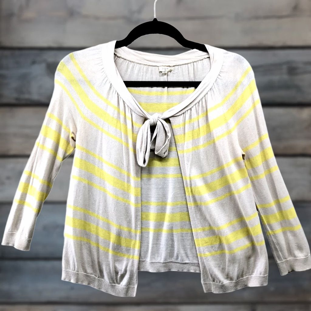 J.Crew J. Crew Silk Blend Cardigan Womens XS Lightweight Spring Yellow Tie Front Sweater Cardigan Size XS / US 0-2 / IT 36-38 - 1 Thumbnail