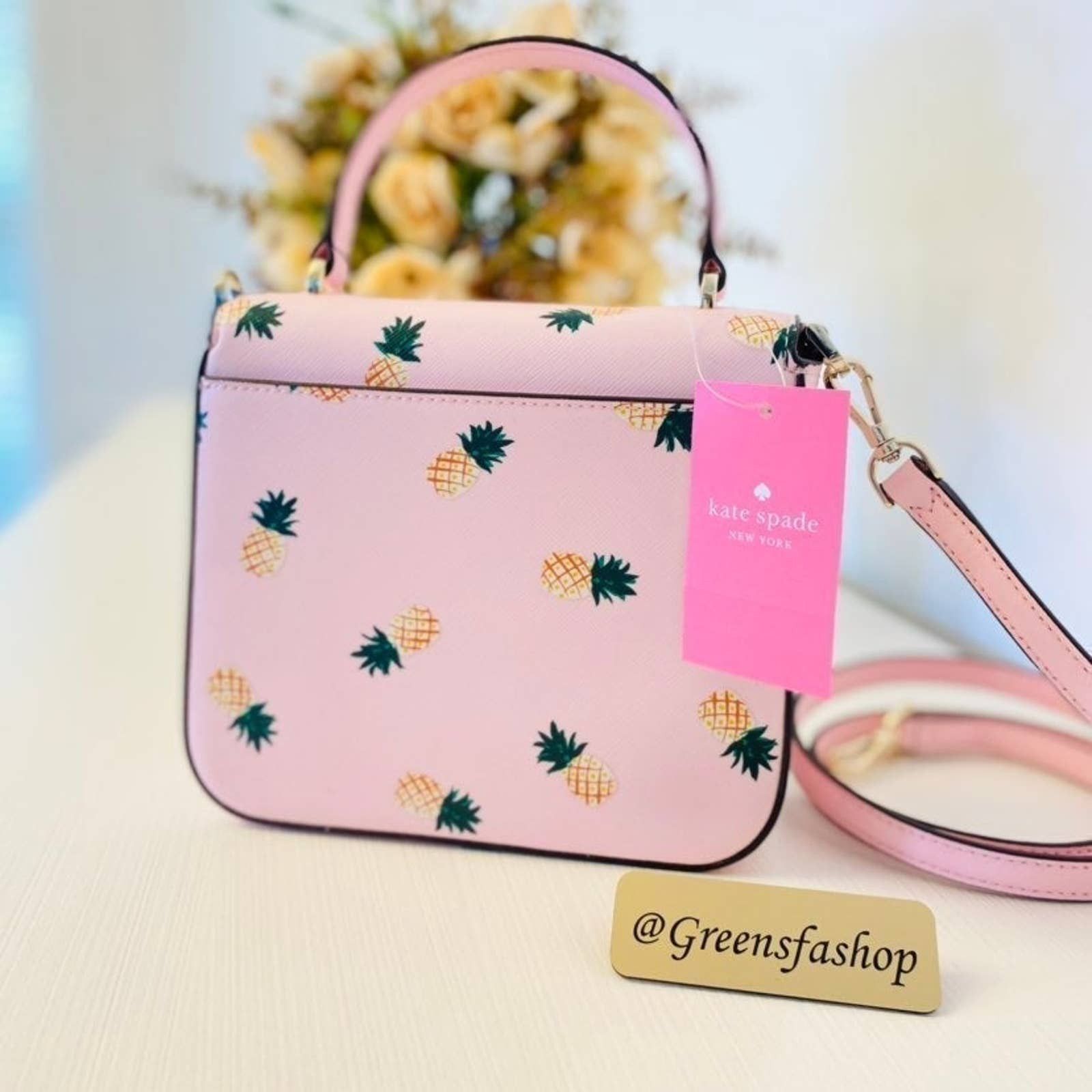 Kate Spade fashion Staci Square Crossbody Vanity Bag with Pineapples print