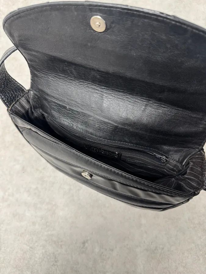 Vintage 1990s Versace Black Lines Leather Handle Bag Size ONE SIZE - 8 Thumbnail