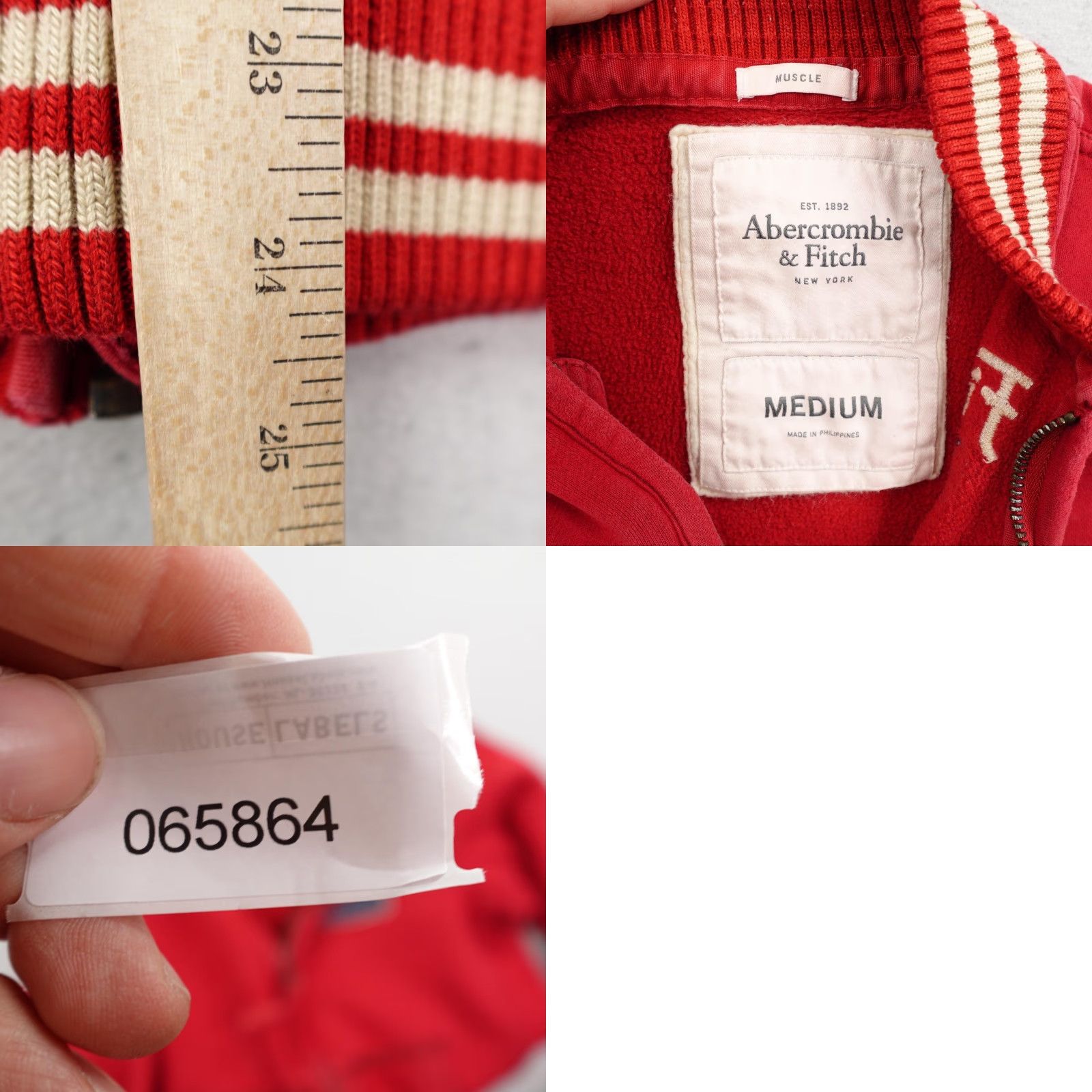 Abercrombie & Fitch VINTAGE Abercrombie & Fitch Bomber Jacket Mens Medium Red Cotton Blend Full Zip Outdoor Preppy Size US M / EU 48-50 / 2 - 8 Thumbnail