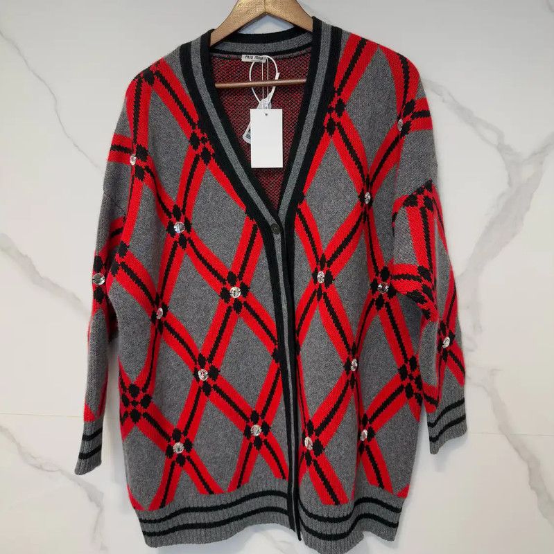 Miu Miu Miu Miu Red and Gray Women's Cardigan 0089 Size M / US 6-8 / IT 42-44 - 1 Thumbnail