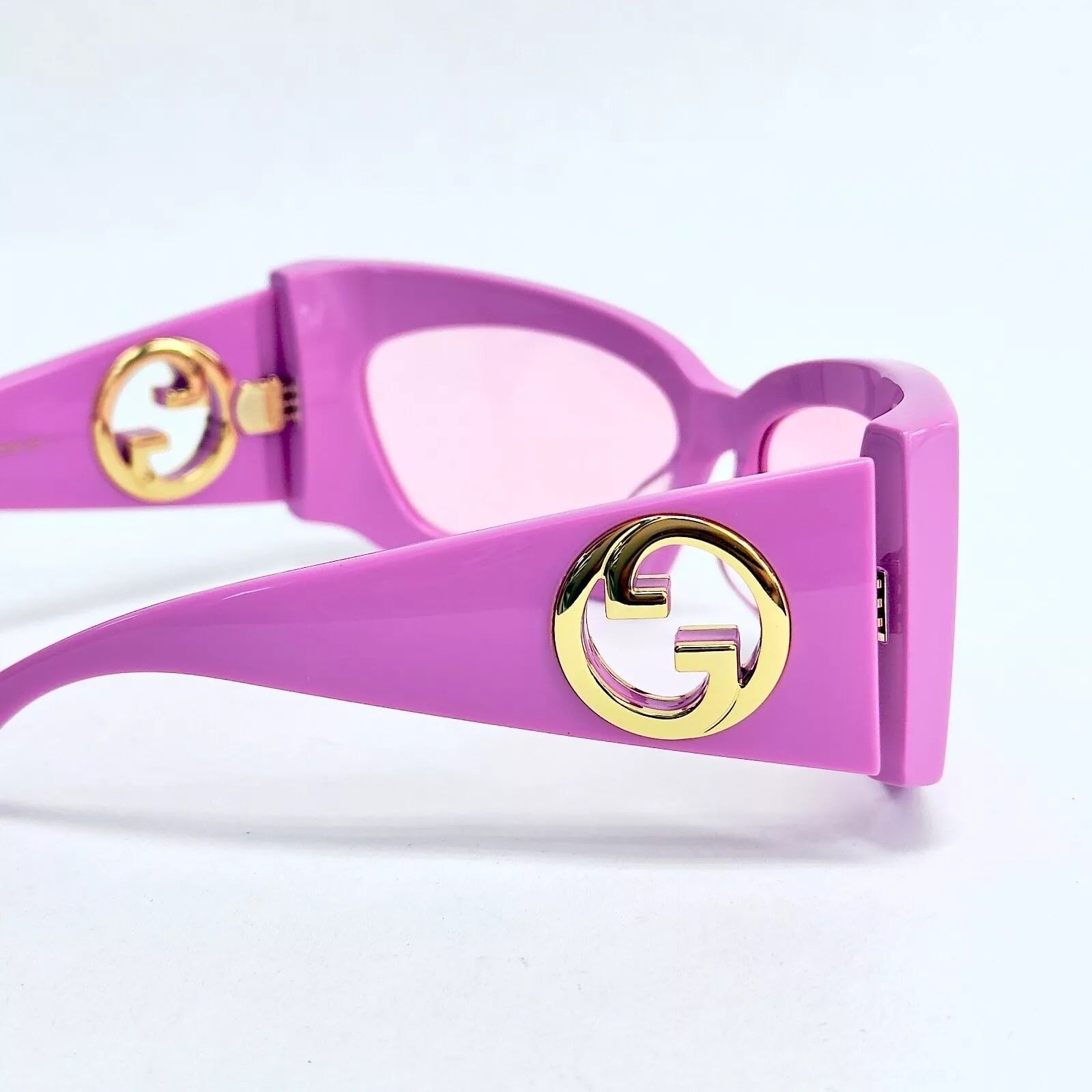 Gucci GUCCI 1412 Pink Gold Logo Gg1412S Geometric Sunglasses 003 Size ONE SIZE - 4 Thumbnail