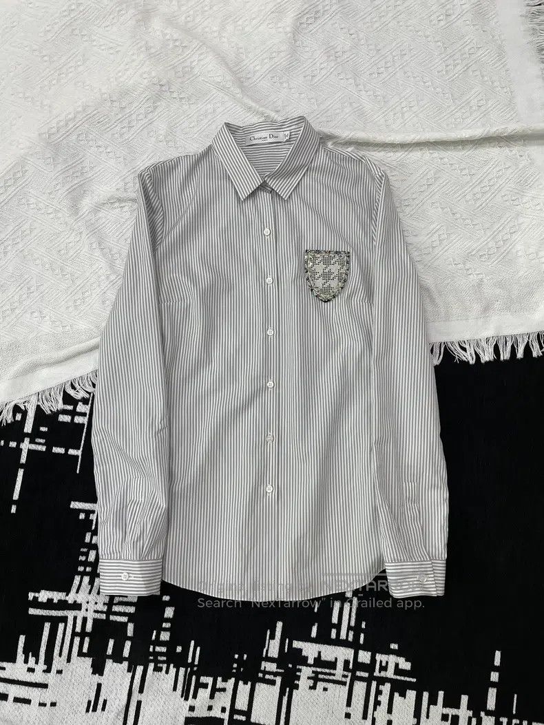 Dior Dior Studded shield striped shirt Size XS / US 0-2 / IT 36-38 - 1 Thumbnail