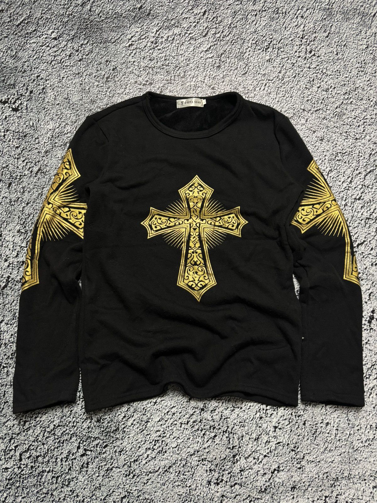 Japanese Brand × Vintage Cool cross printed vintage sweatshirt Chrome Hearts style Size L / US 10 / IT 46 - 1 Thumbnail