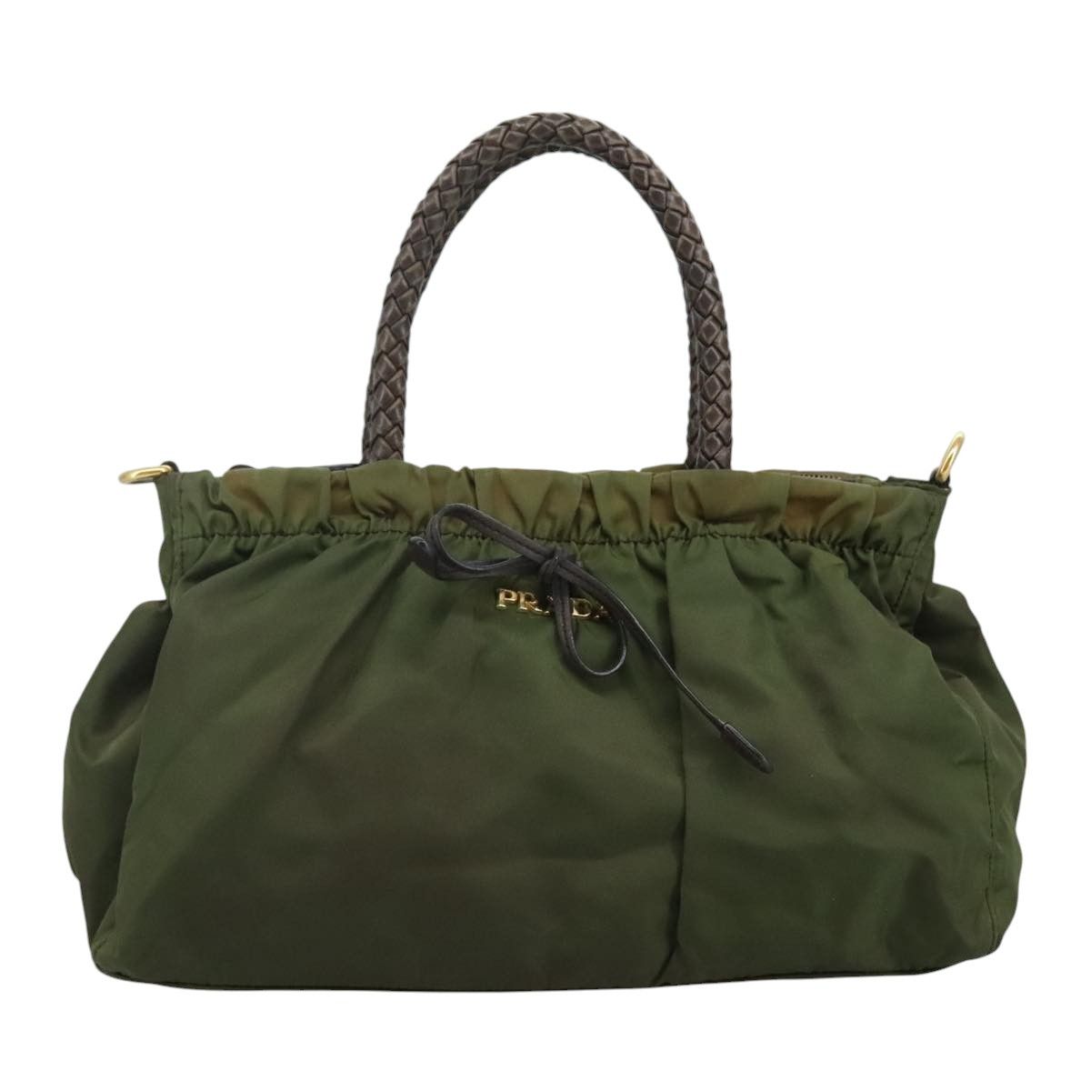 Prada Tessuto Khaki Synthetic Handbag (Pre-Owned) Size ONE SIZE - 1 Thumbnail