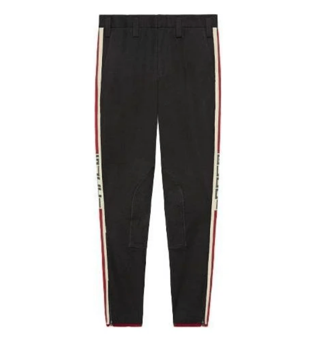 Side Stripe Logo Stretch Taper Gabardine Pants