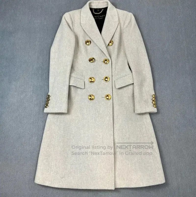 Burberry Burberry Grey Wool Women's Trench Coat. Size L / US 10 / IT 46 - 1 Thumbnail