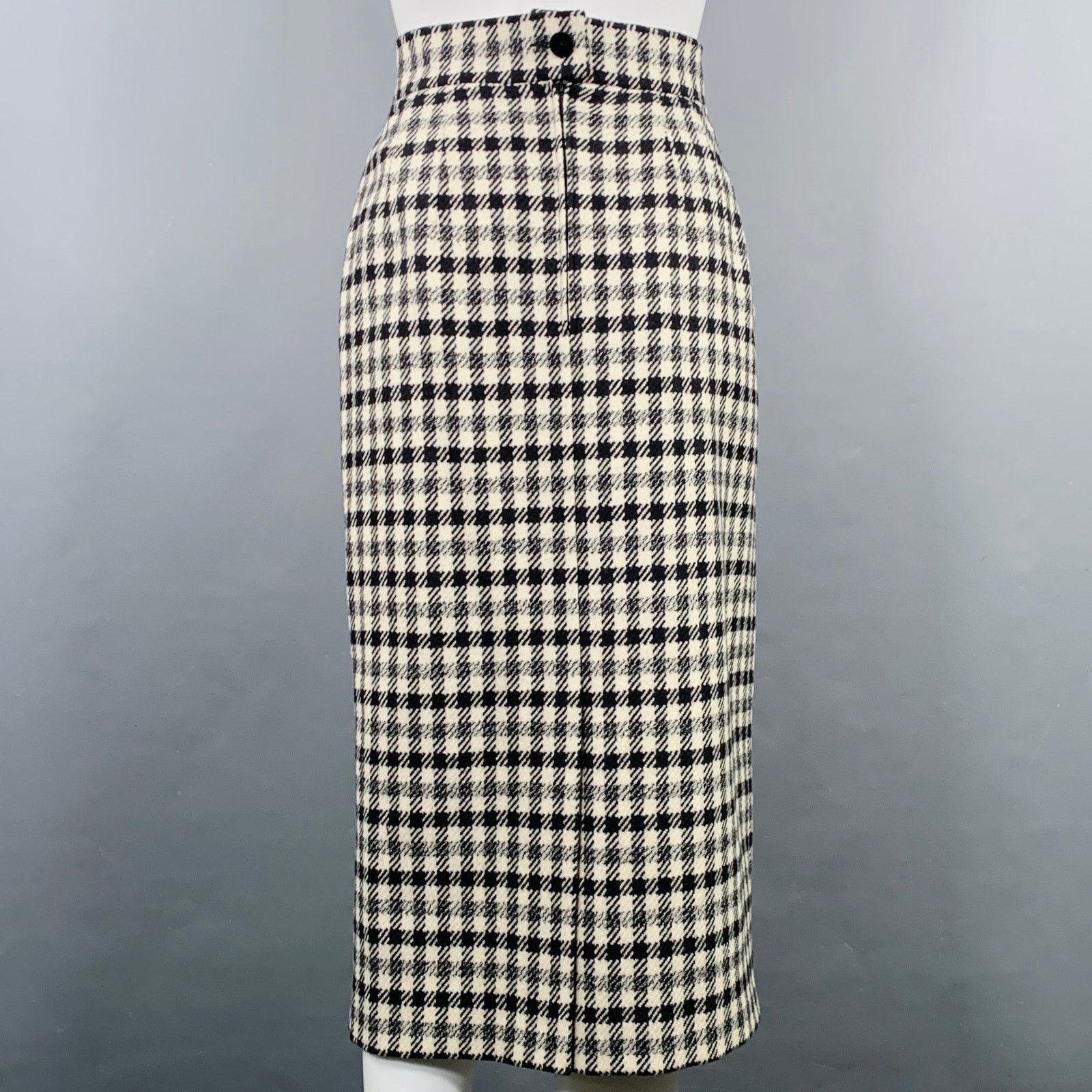 Louis Feraud 8 Black Cream Wool Houndstooth Double Breasted Skirt Set Size 30" / US 8 / IT 44 - 5 Thumbnail