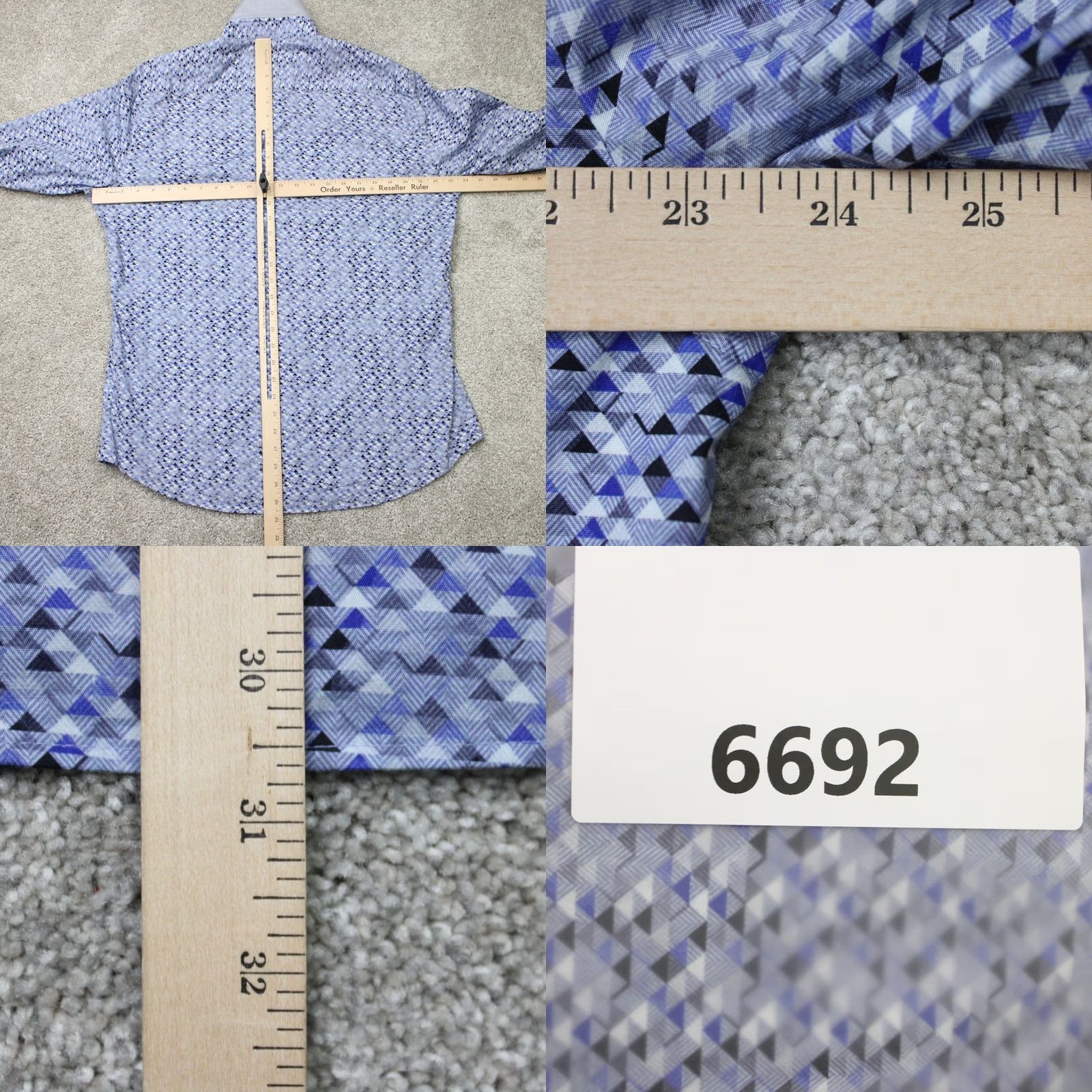 Vintage Stone Rose Shirt Mens 4 Large Gray/Blue Geometric Cotton Stretch Long Sleeve Size US L / EU 52-54 / 3 - 9 Thumbnail