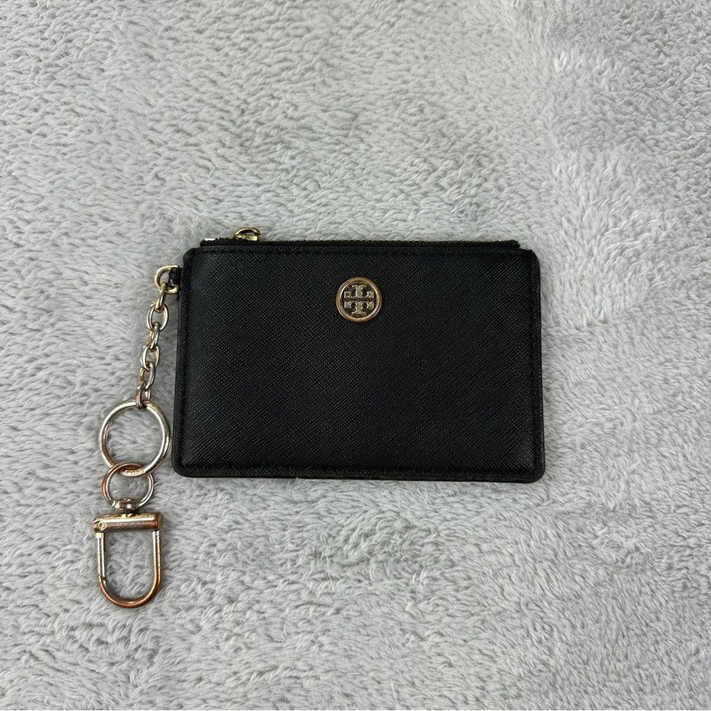 Tory Burch Tory Burch Robinson Black Leather Card Case Key Ring
