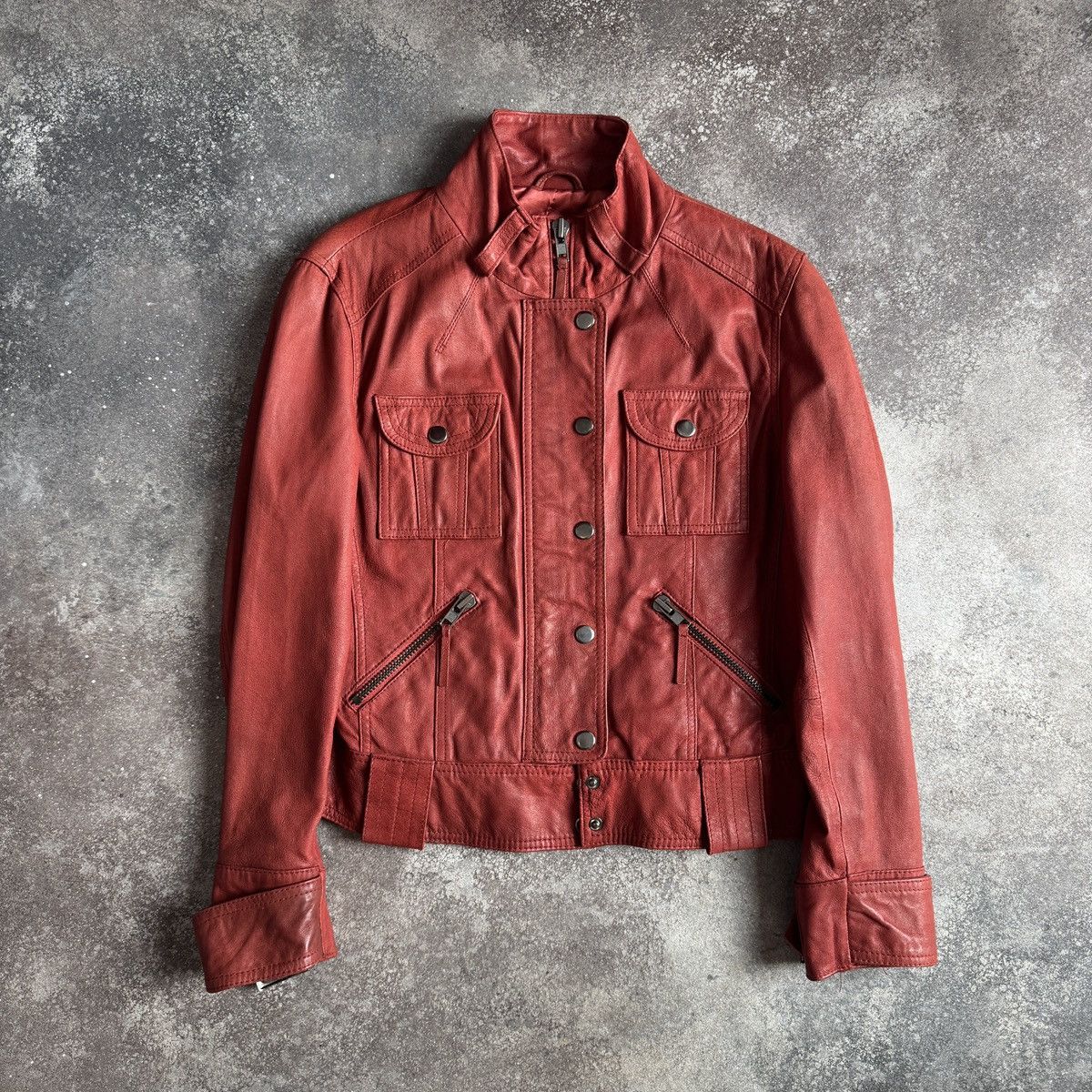 Hysteric Glamour Vintage Strap Details Y2K Red Leather Cropped Jacket Size M / US 6-8 / IT 42-44 - 5 Thumbnail