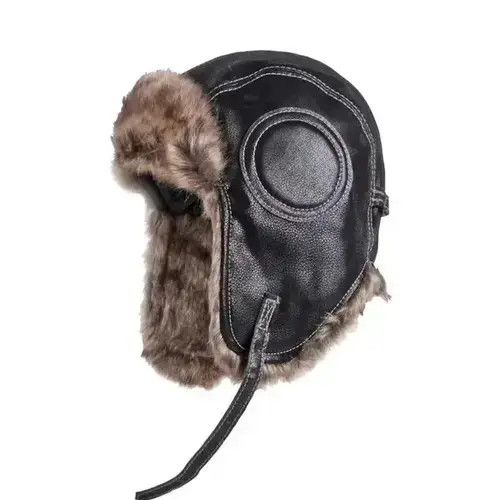 Other Russian Style Black Faux Leather Fur Winter Hat Size ONE SIZE - 1 Thumbnail