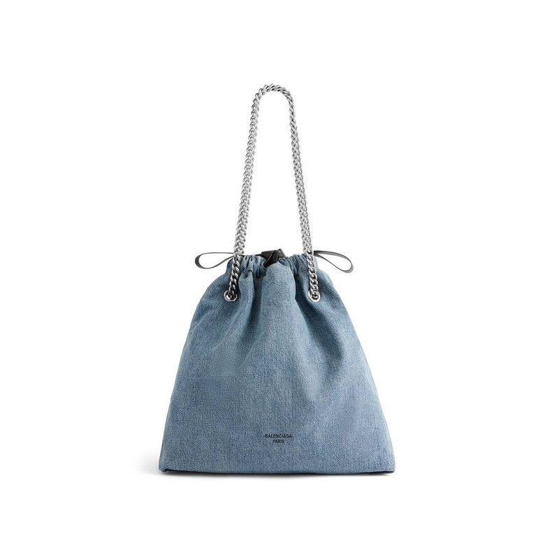 Balenciaga o1w1db10526 Size: OS / Crush Medium Tote Bag Denim in Blue Size ONE SIZE - 1 Thumbnail