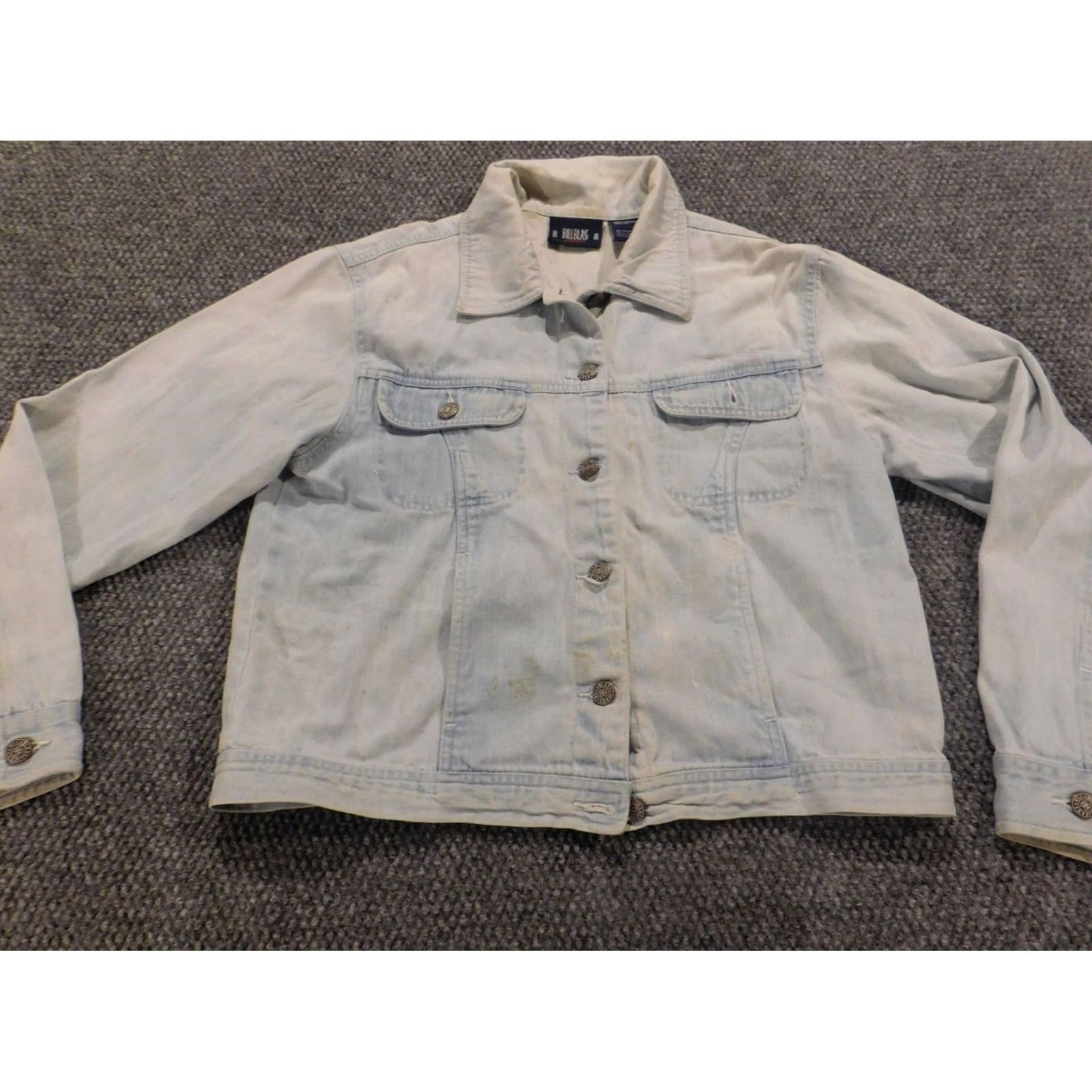 Bill Blass Bill Blass Womens Jacket Jacket M Blue Denim Button Long Sleeve Mid-Length Basic Jacket Regular XS? Size 32" / US 10 / IT 46 - 2 Thumbnail