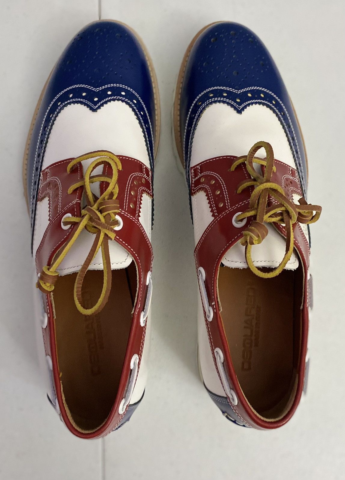 Dsquared2 Dsquared2 🇮🇹 R/W/B Leather Handmade Brogue Boat Shoes 8.5 NEW Size US 8.5 / EU 41-42 - 12 Thumbnail