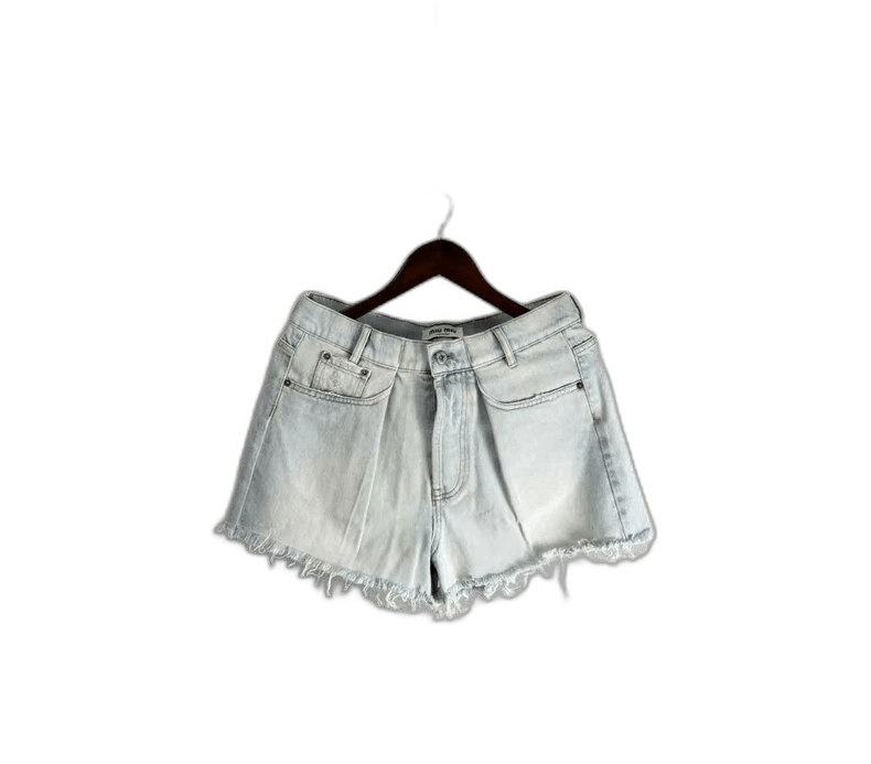 Miu Miu Light Blue Denim Shorts Size 27-yf