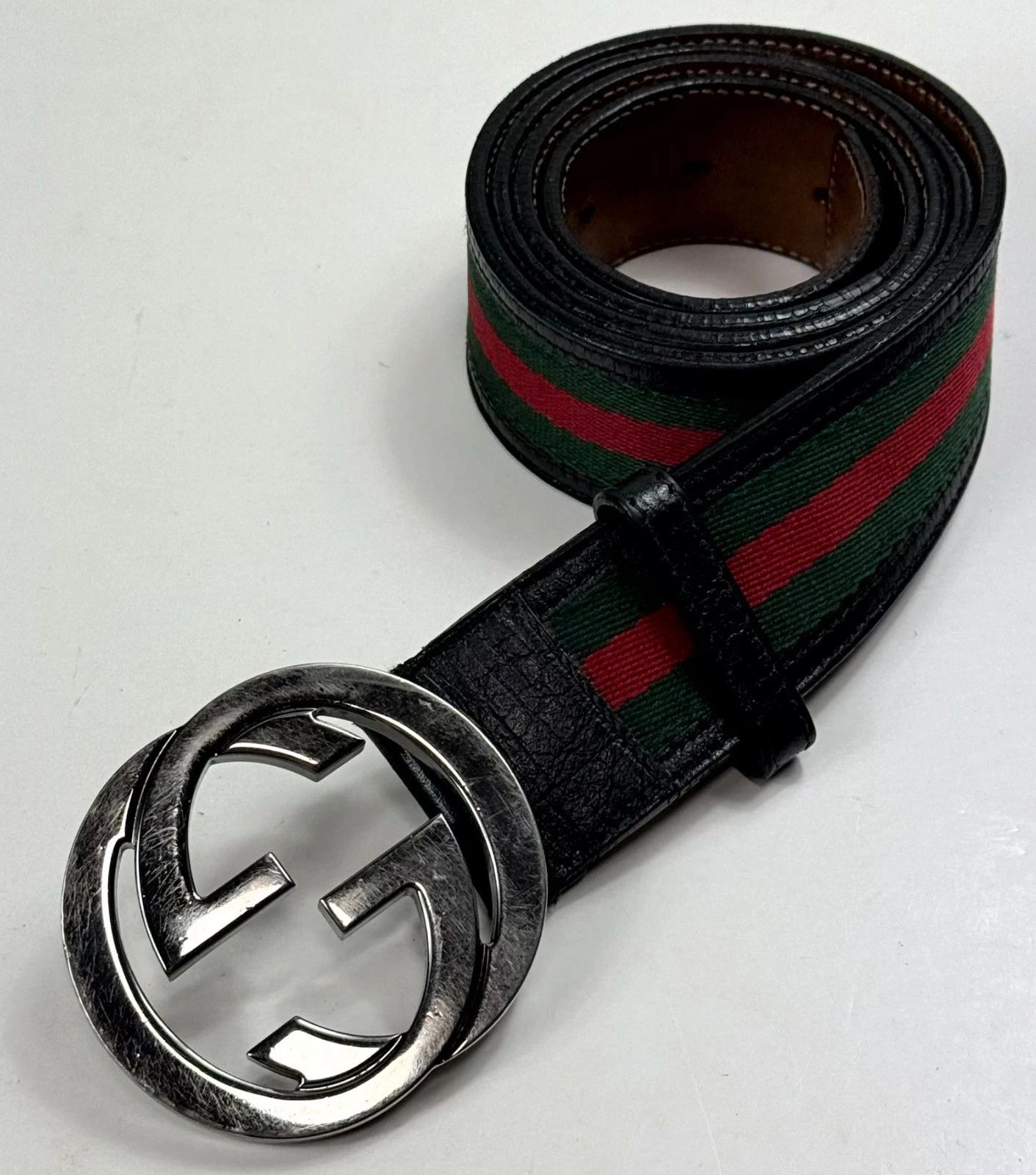Gucci Gucci Web Green/Red Stripe GG Interlocking Belt Size 95/38 Size ONE SIZE - 1 Thumbnail