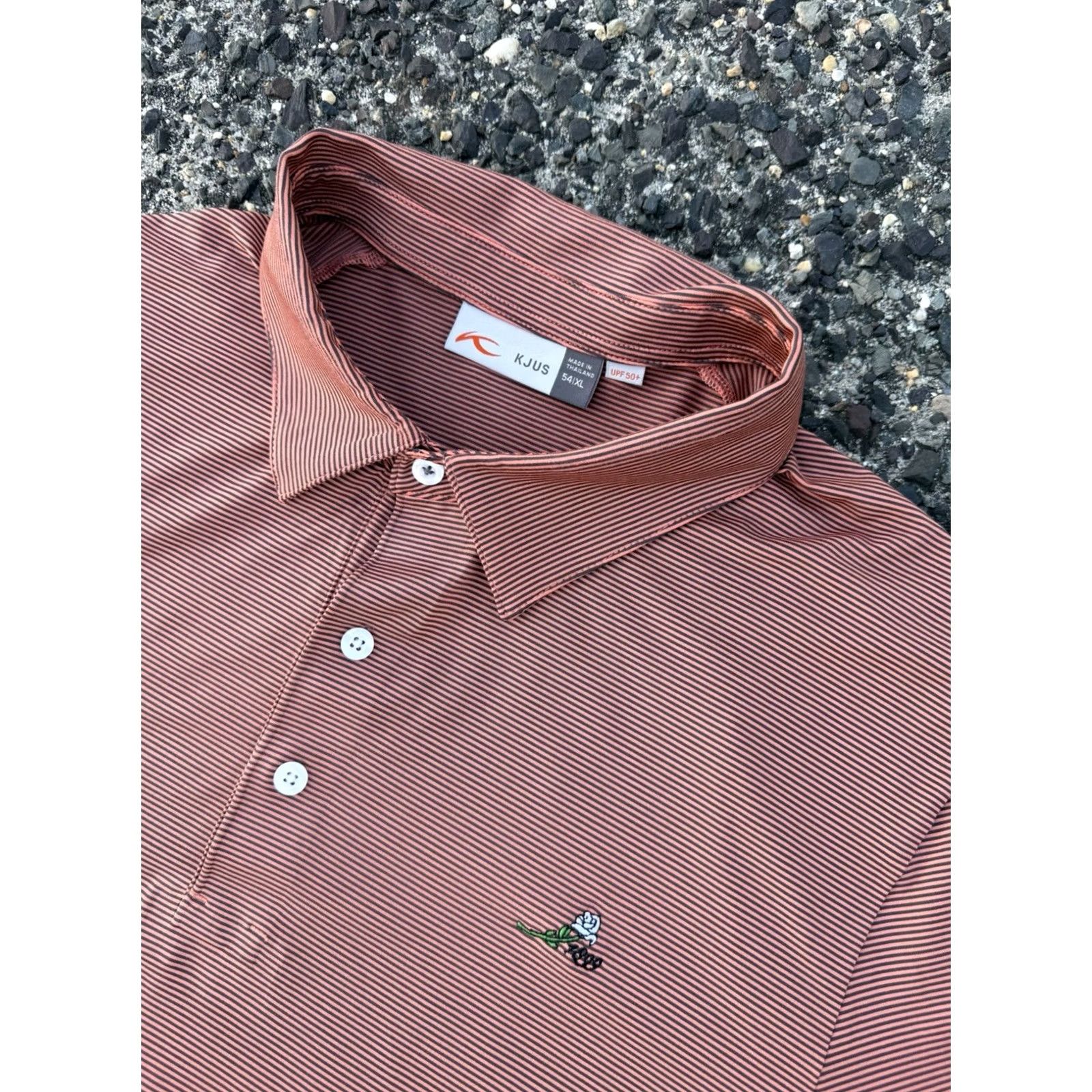 KJUS KJUS Golf Polo Orange Striped UPF50+ Size XL Men Size US XL / EU 56 / 4 - 2 Thumbnail