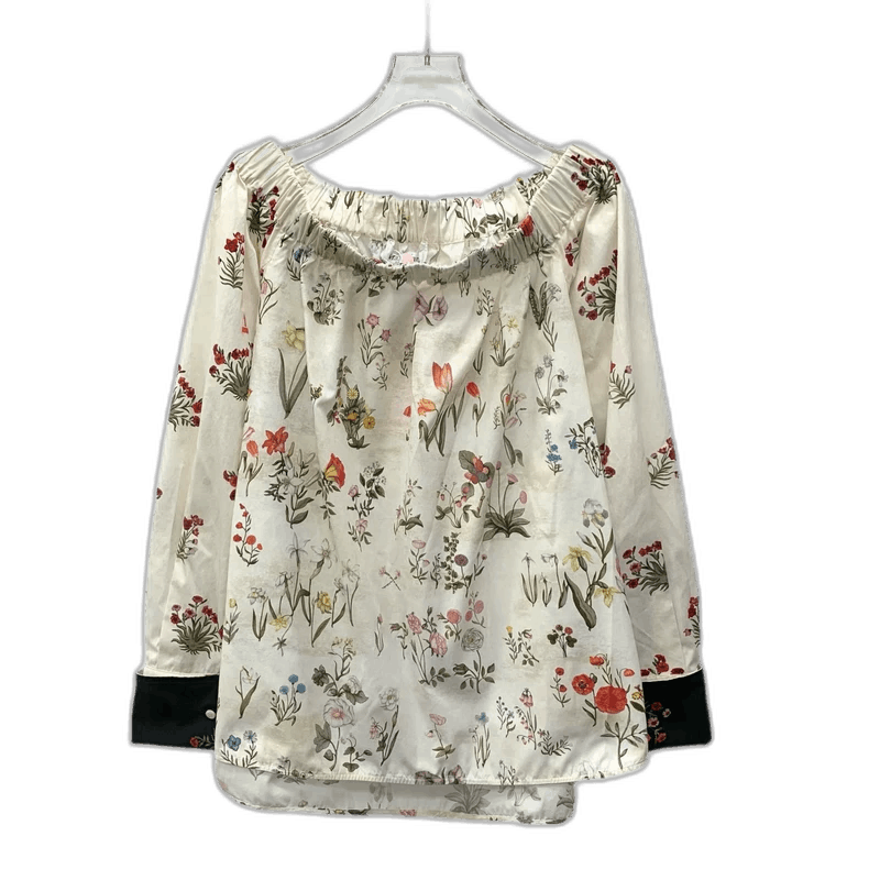 Max Mara Maxmara Floral Print Off-Shoulder Long Sleeve Top Size XS / US 0-2 / IT 36-38 - 1 Thumbnail