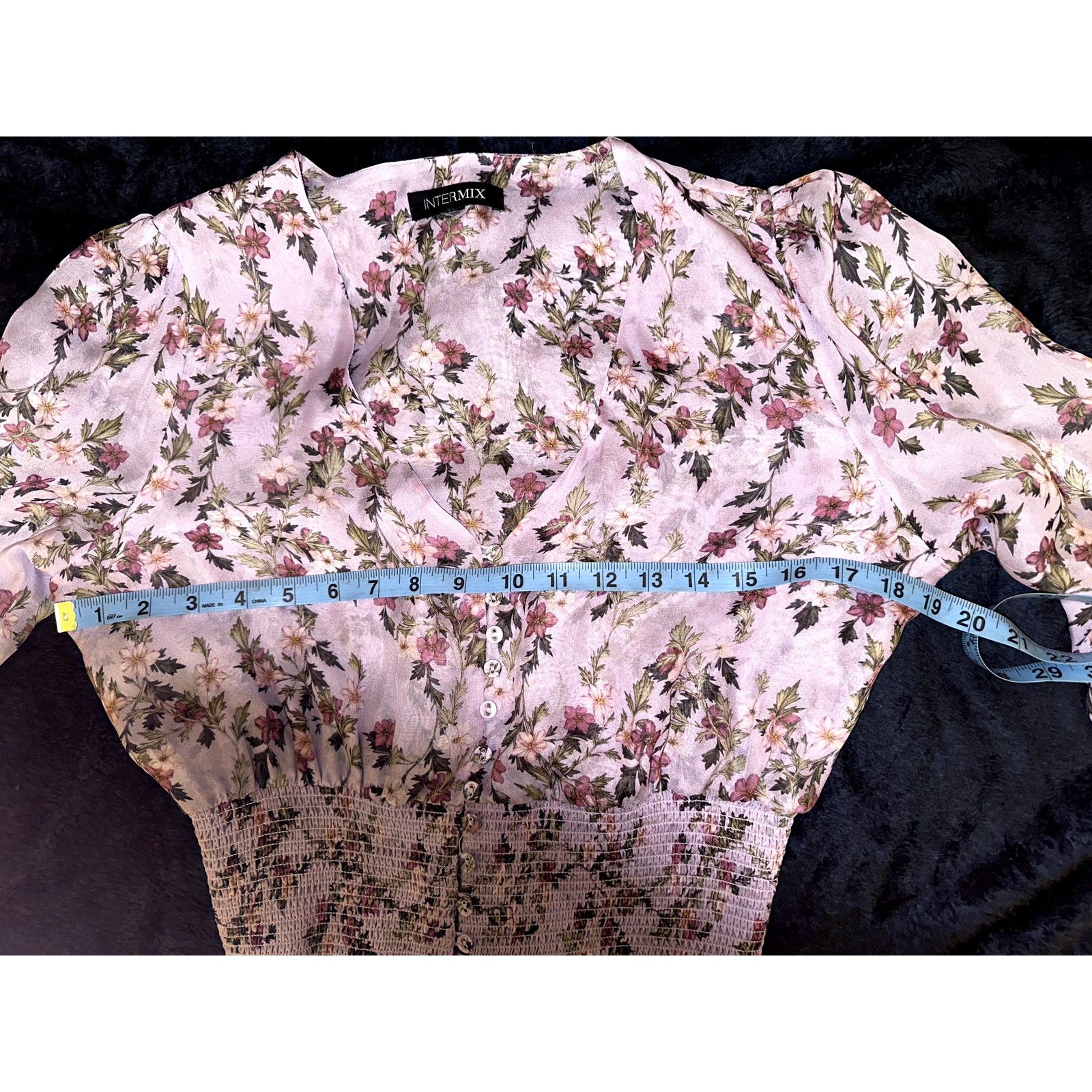 INTERMIX ELIN FLORAL 100% SILK TOP S/M