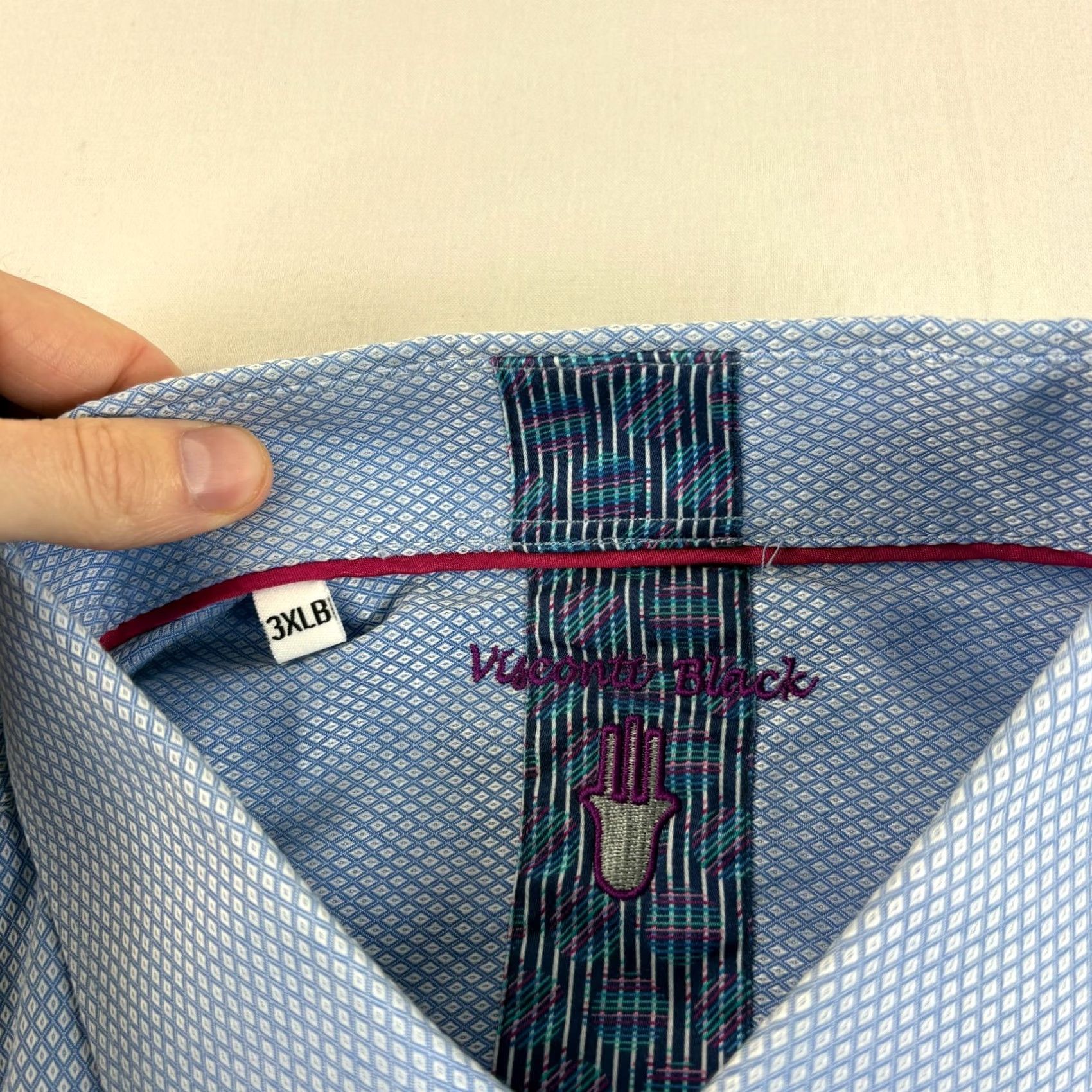 Luchiano Visconti VINTAGE Visconti Big 3XB Blue Argyle Button-Up Shirt Mens Casual Party/Cocktail Shirt Size US XXL / EU 58 / 5 - 4 Thumbnail