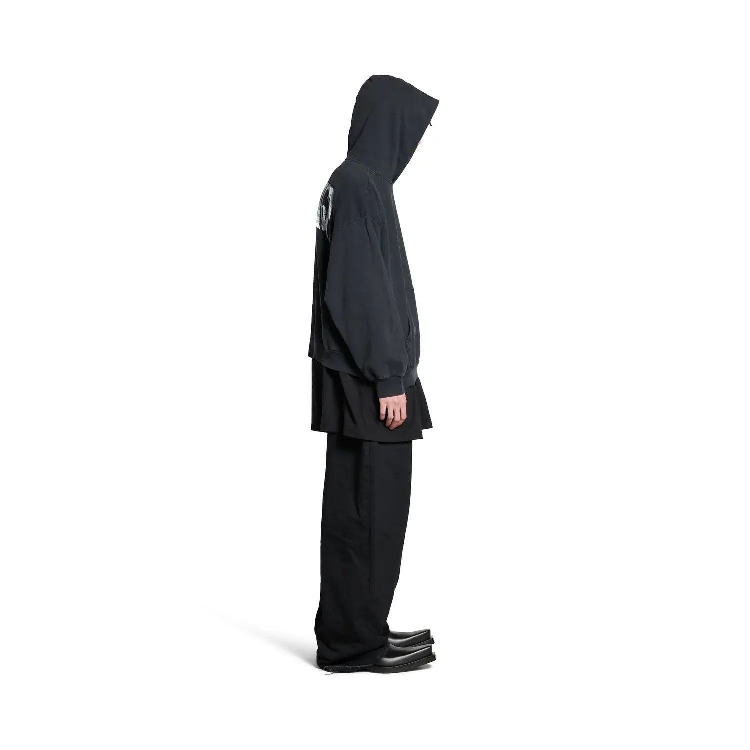 Balenciaga o1w1db10326 Hand-Drawn Hoodie Medium Fit In Black Size US XS / EU 42 / 0 - 3 Thumbnail