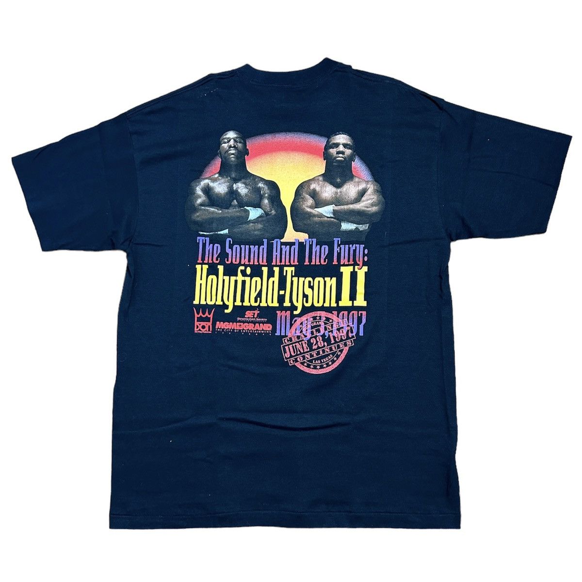 image of Vintage Mike Tyson Vs. Holyfield Fight Promo T Shirt in Black, Men's (Size 2XL)