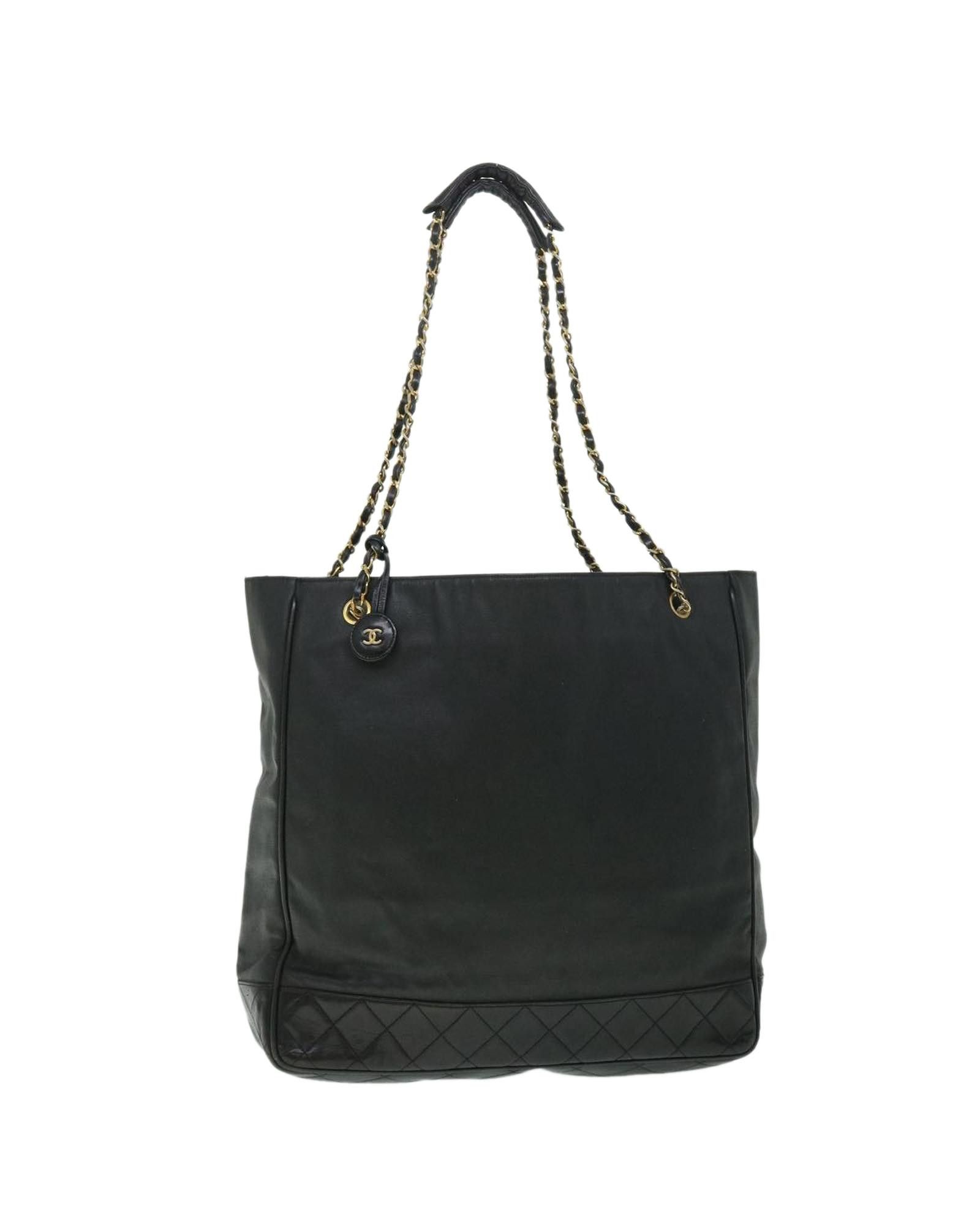 image of Chanel Chain Shoulder Bag Pvc Leather Black Cc, Women's