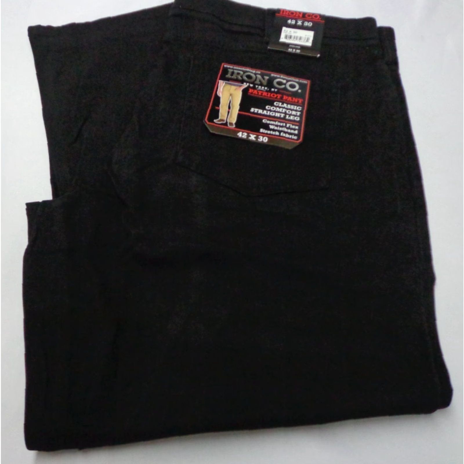 Vintage Iron Co. Men’s Classic Stretch Comfort Patriot Pants Black 42 x 30 Pants Straight Flat Front 98% Cotton 2% Spandex Chino Modern Iron Co Mens Size US 42 / EU 58 - 2 Thumbnail