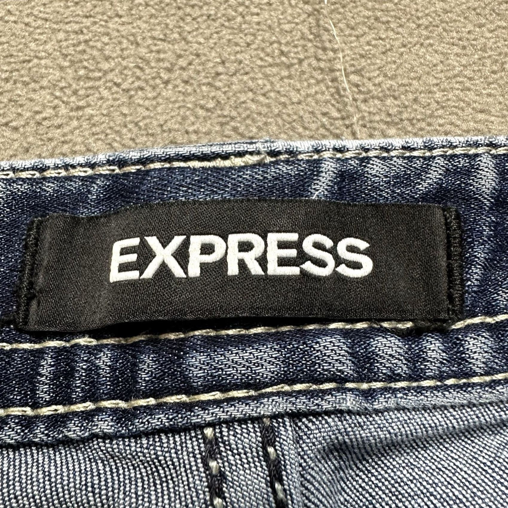 Express Express Jeans Womens 6 Blue Denim Legging Low Rise Stretch Whiskered Size 28" / US 6 / IT 42 - 3 Thumbnail
