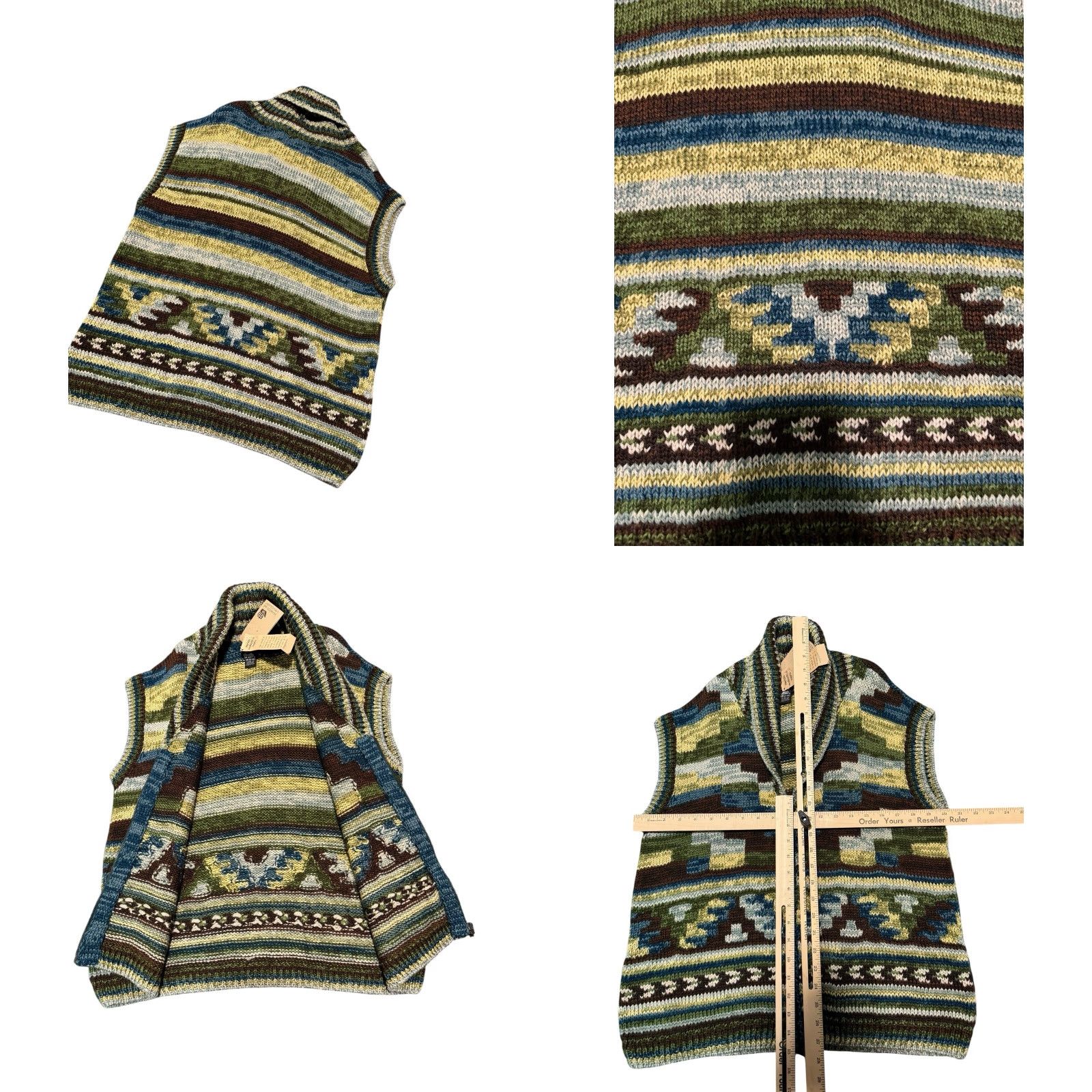 Vintage VINTAGE Manos Del Uruguay Cardigan Best Zip Wool Sweater L GEOMETRIC Design NWT Women Vest Brown 100% Wool Knit Open Collarless Regular Fit Size L / US 10 / IT 46 - 9 Thumbnail