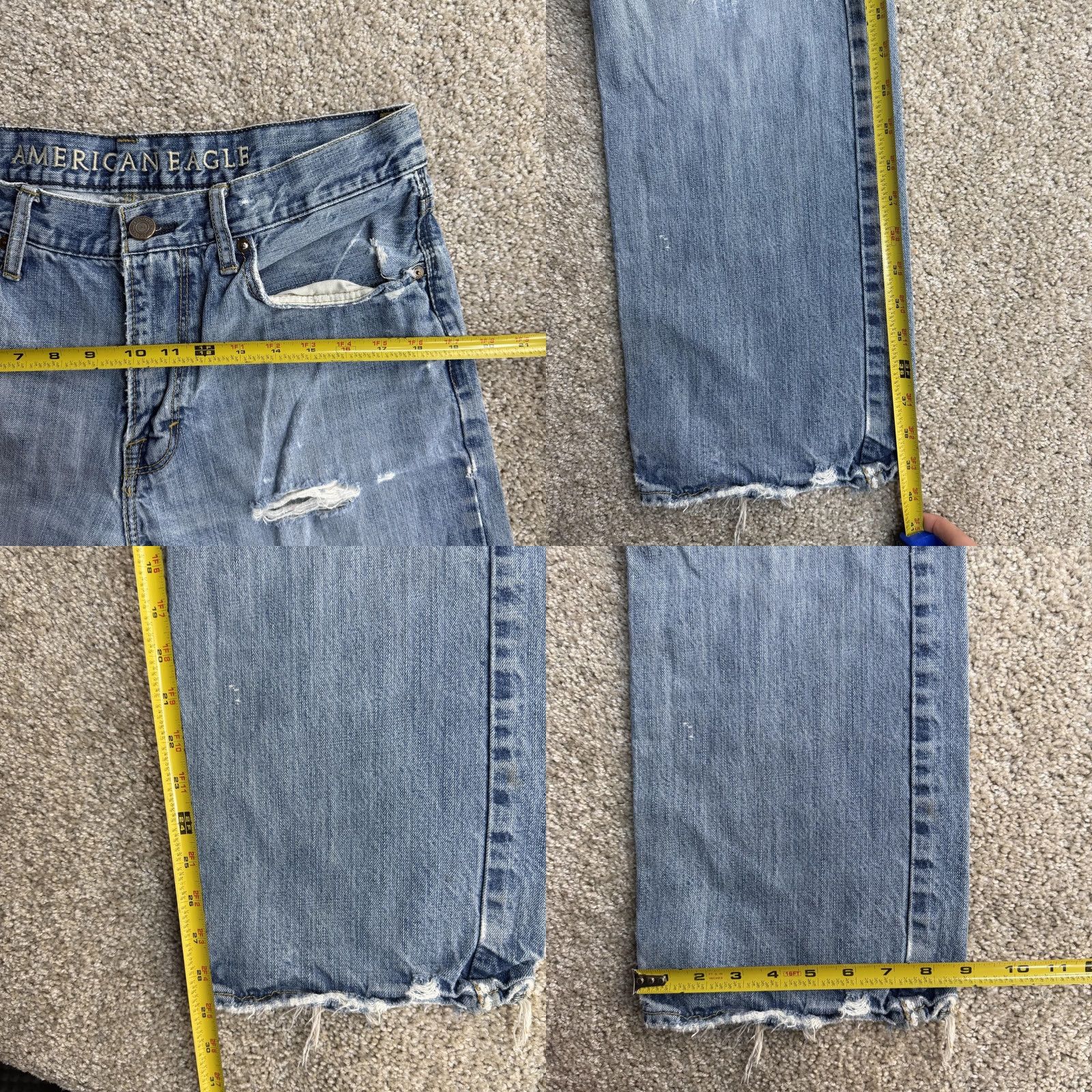 American Eagle Outfitters American Eagle Relaxed Jeans Mens 34x32 Light Wash Blue Denim Distressed Jeans Size US 34 / EU 50 - 8 Thumbnail