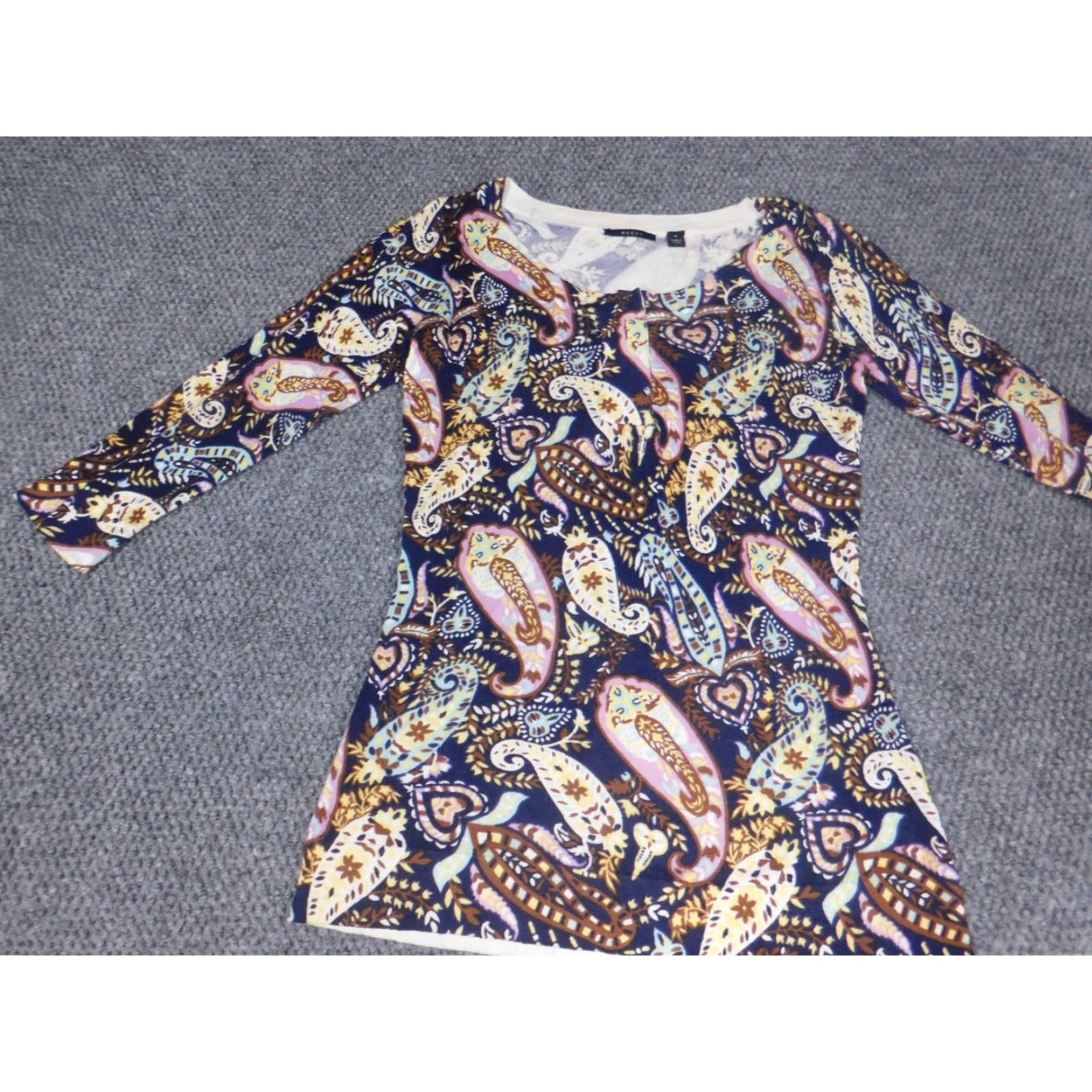Vintage Mosca Womens Sweater Small blue pullover stretch button Knit V-Neck Long Sleeve Regular Size S Girls Mens Womens Size S / US 4 / IT 40 - 3 Thumbnail