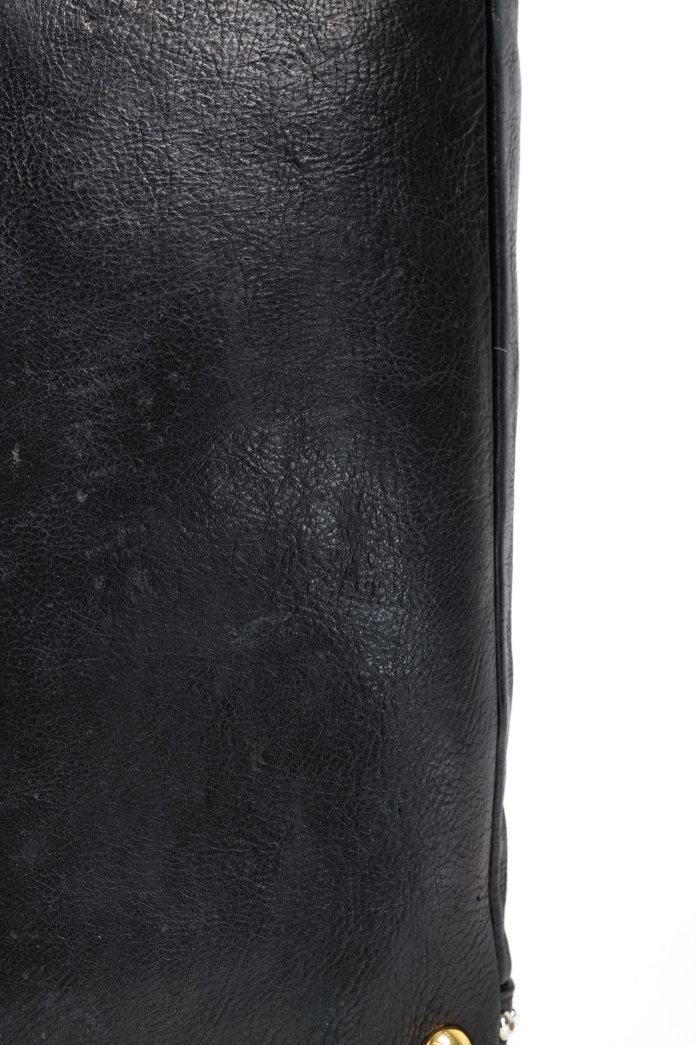 Prada Prada Craquele Nero Glace Calf Leather Studded Shopper Tote Size ONE SIZE - 6 Thumbnail