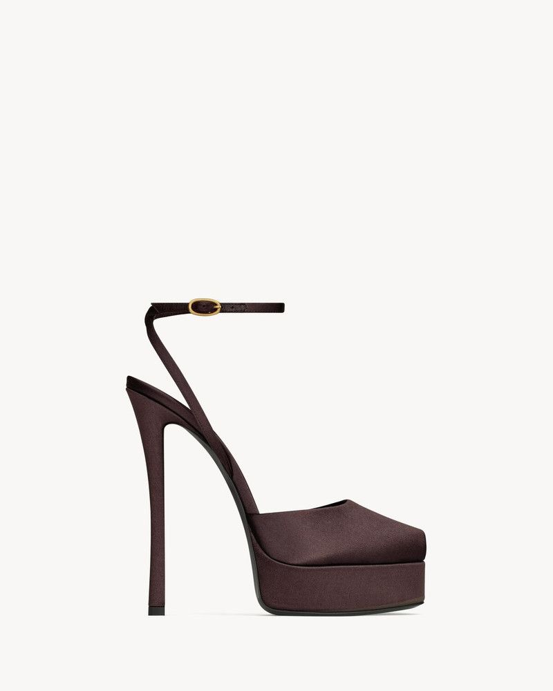Saint Laurent Paris o1bcso1str0226 La Scandale Platform Sandals in Black Size US 7.5 / IT 37.5 - 1 Thumbnail