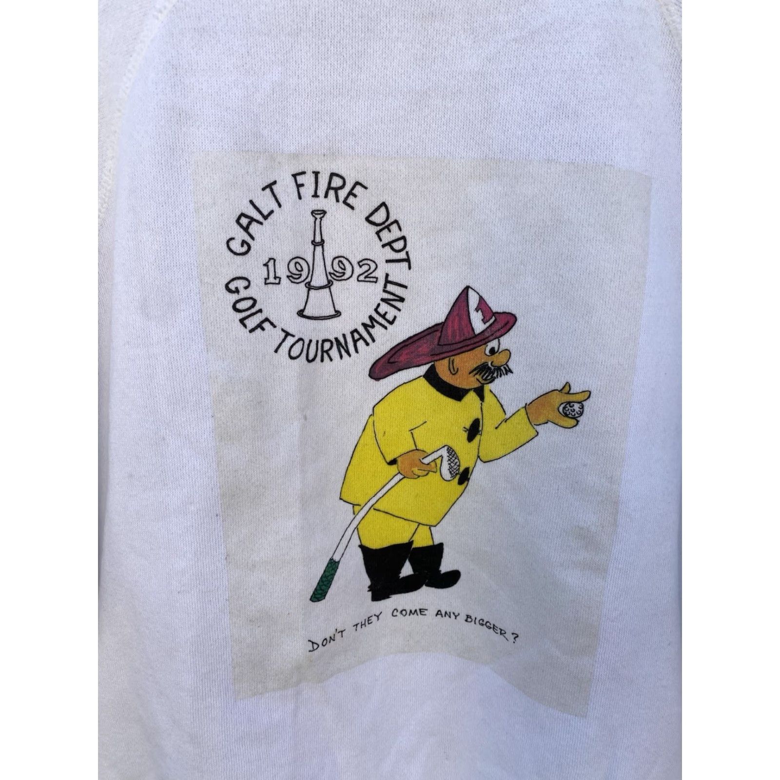 Tultex Vtg Galt Fire Dept Golf Tournament 1992 Raglan Sweatshirt Short Sleeve Tultex White L Mens Size US L / EU 52-54 / 3 - 3 Thumbnail
