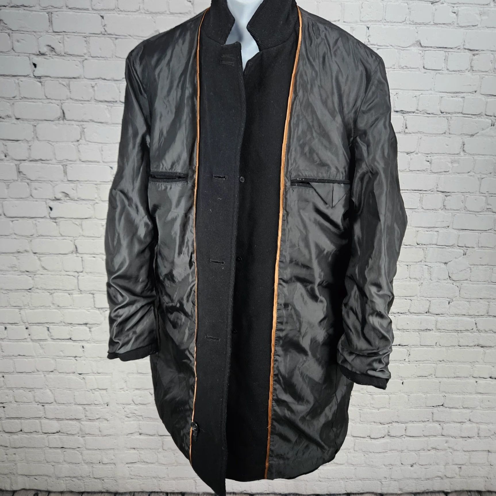 Cole Haan VINTAGE Cole Haan Black Wool Corduroy Over Coat L with Button Pockets Notch Lined Coat Mens Size US L / EU 52-54 / 3 - 5 Thumbnail